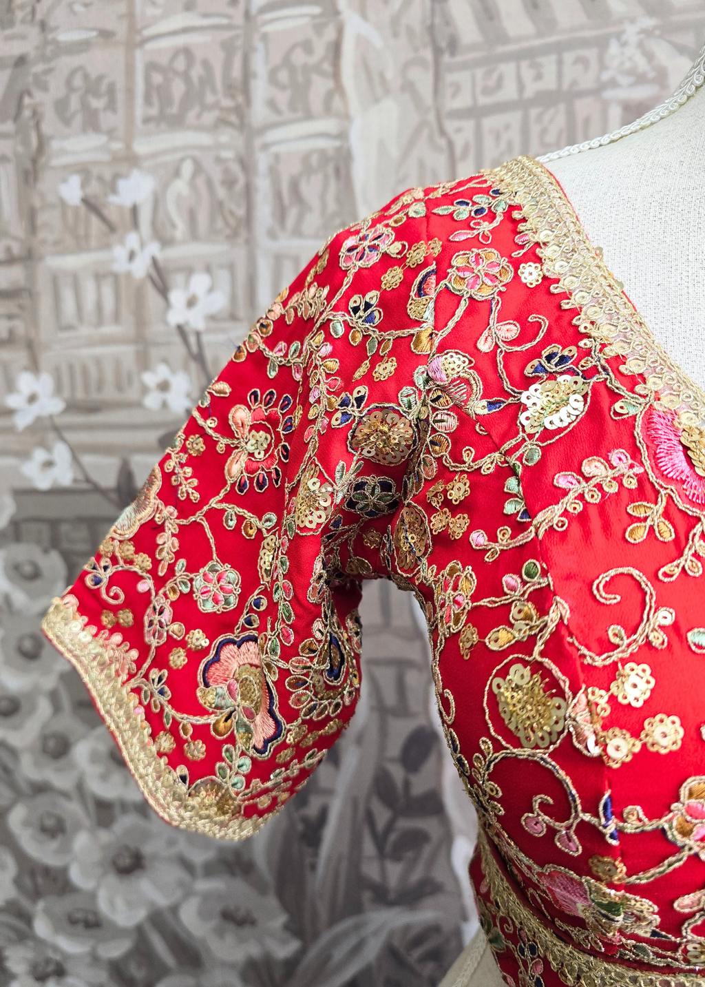 Genelia Red Embroidered Blouse (10-12)
