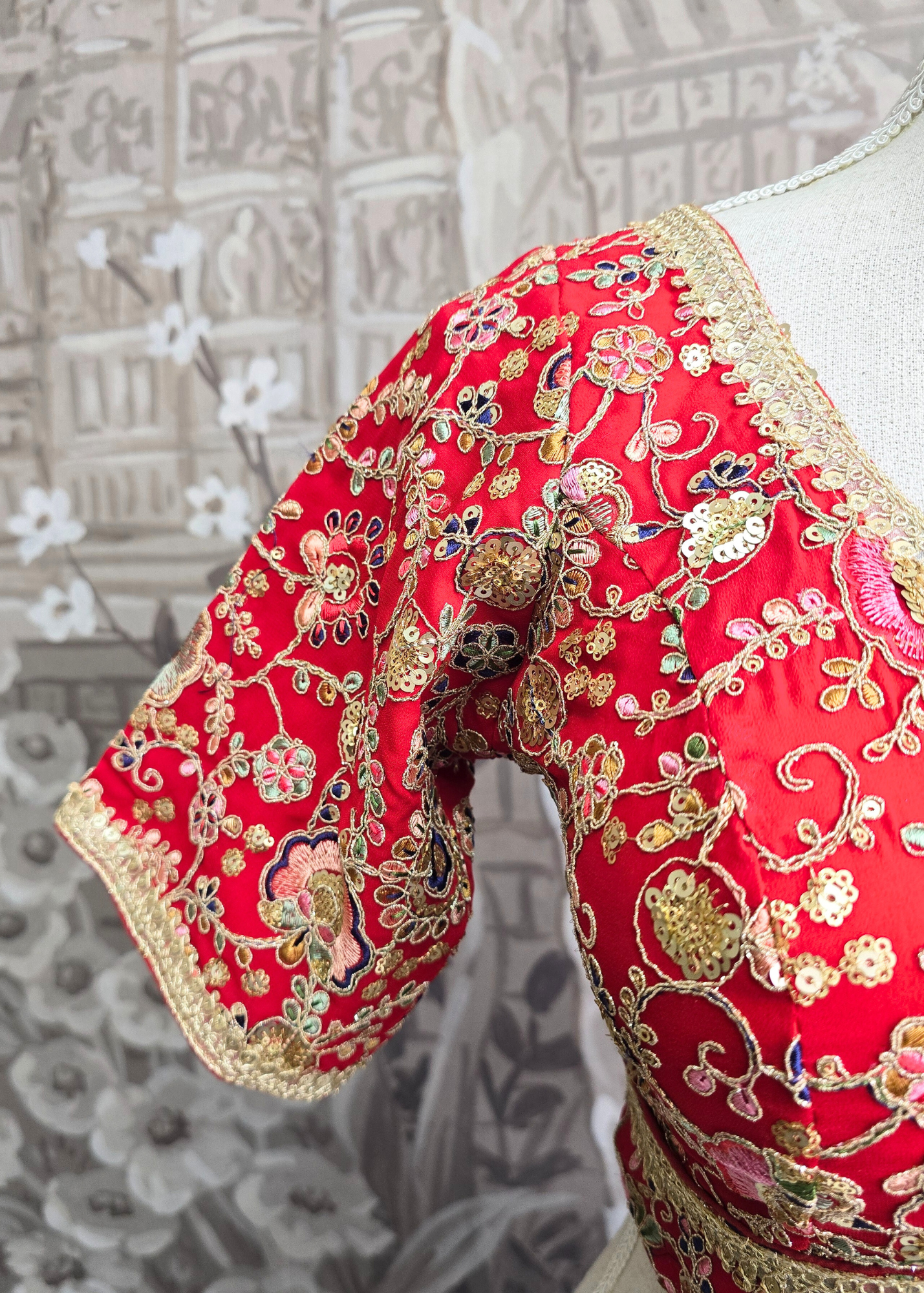Genelia Red Embroidered Blouse (10-12)