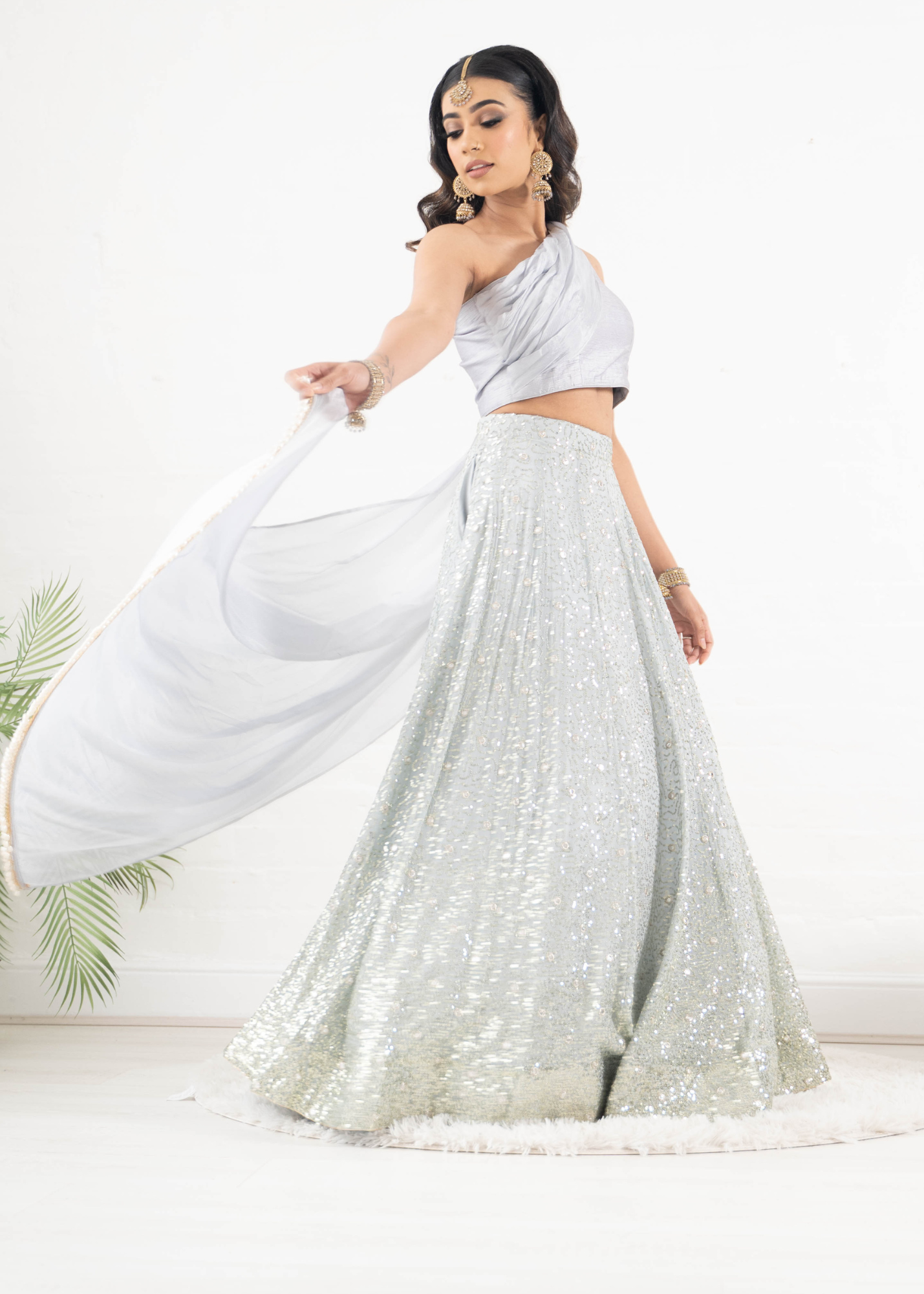 Arya Grey & Gold Sequin Luxury Skirt (sizes 6-16)