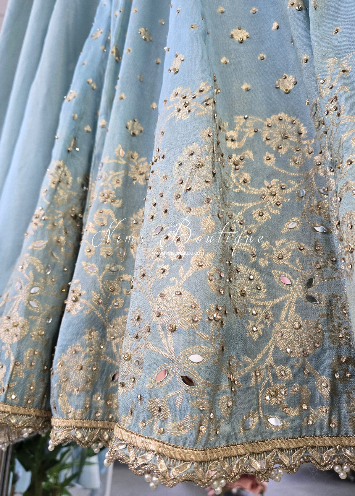 Powder Blue Long Frock Sharara Suit (size 10-12)