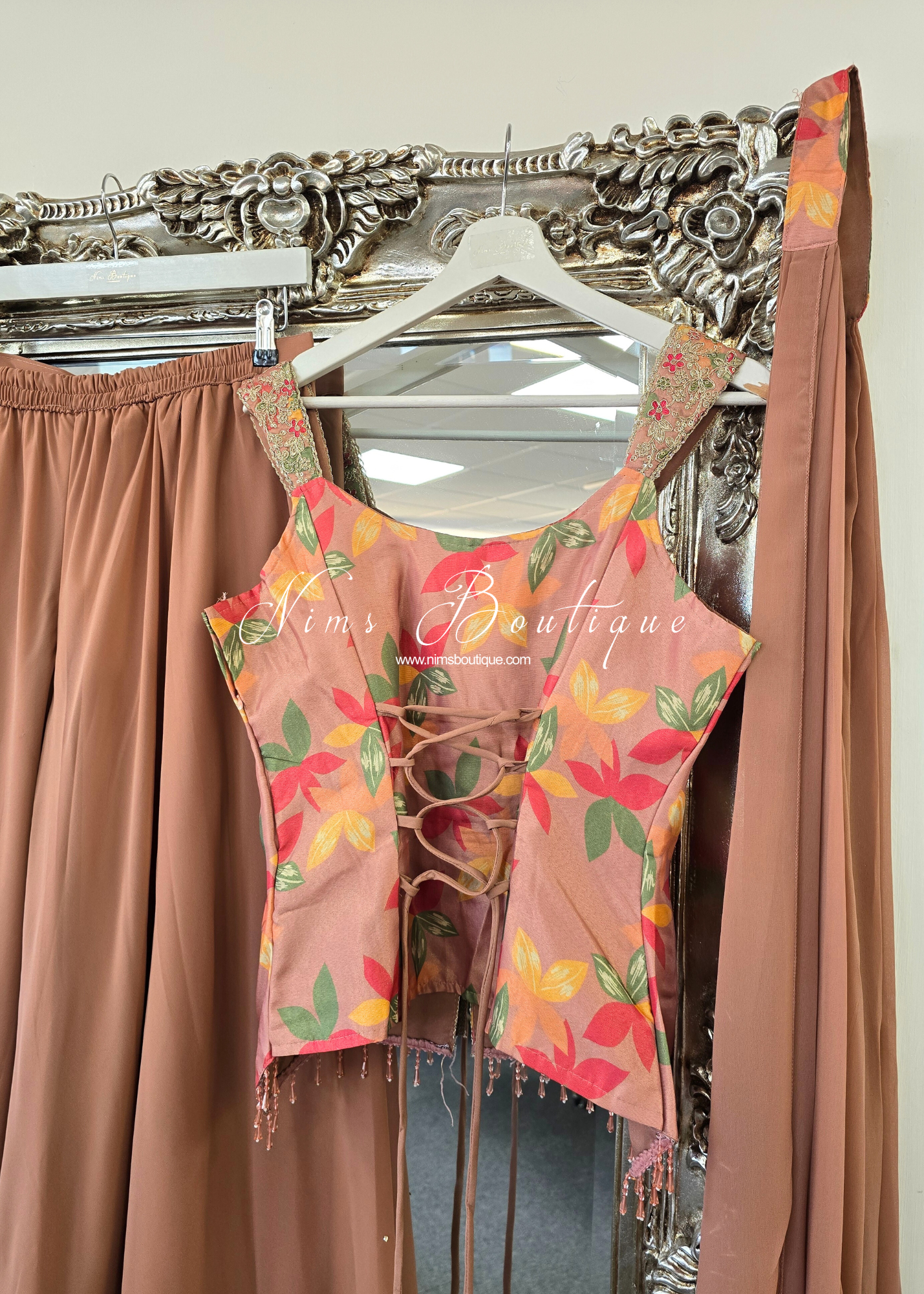 Mink Floral Sharara Suit (size 10-12)