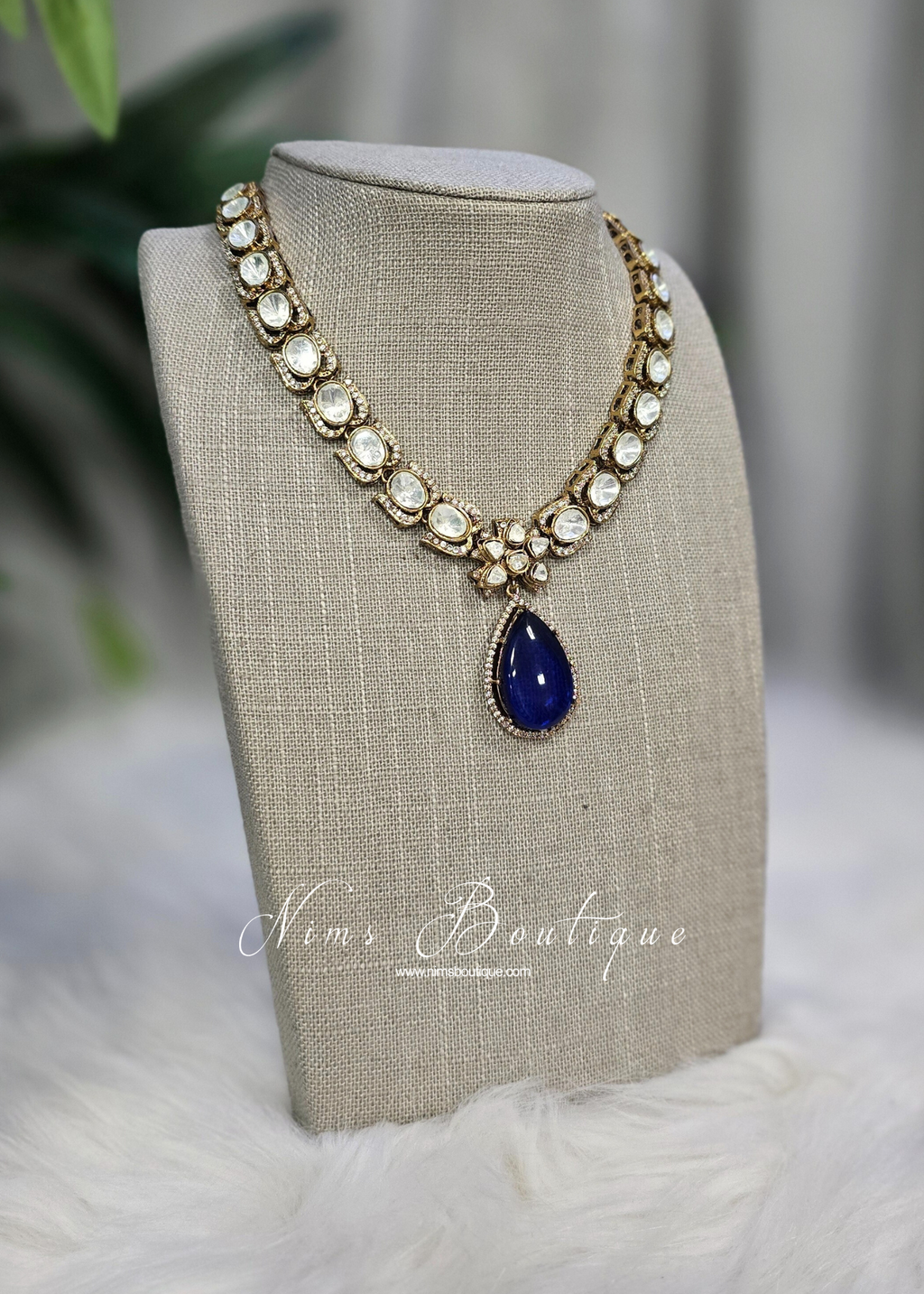 Saanvi Navy Stone Jewellery Set