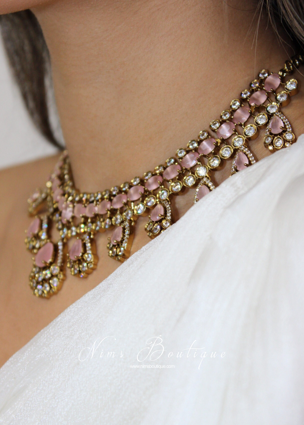 Ahana Pink Stone Jewellery Set