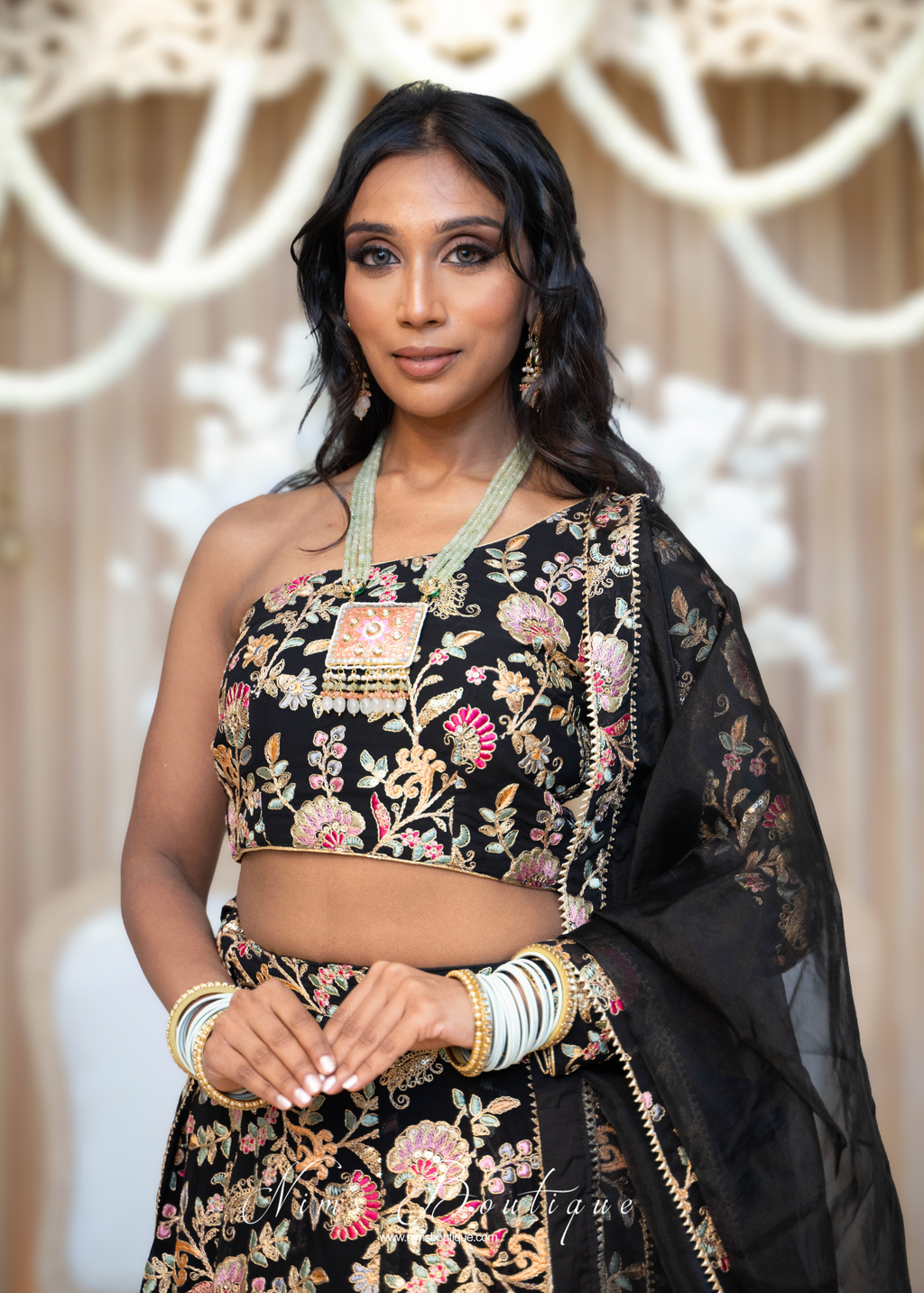 Nishita Mint & Dusky Pink Meenakari Haar Set