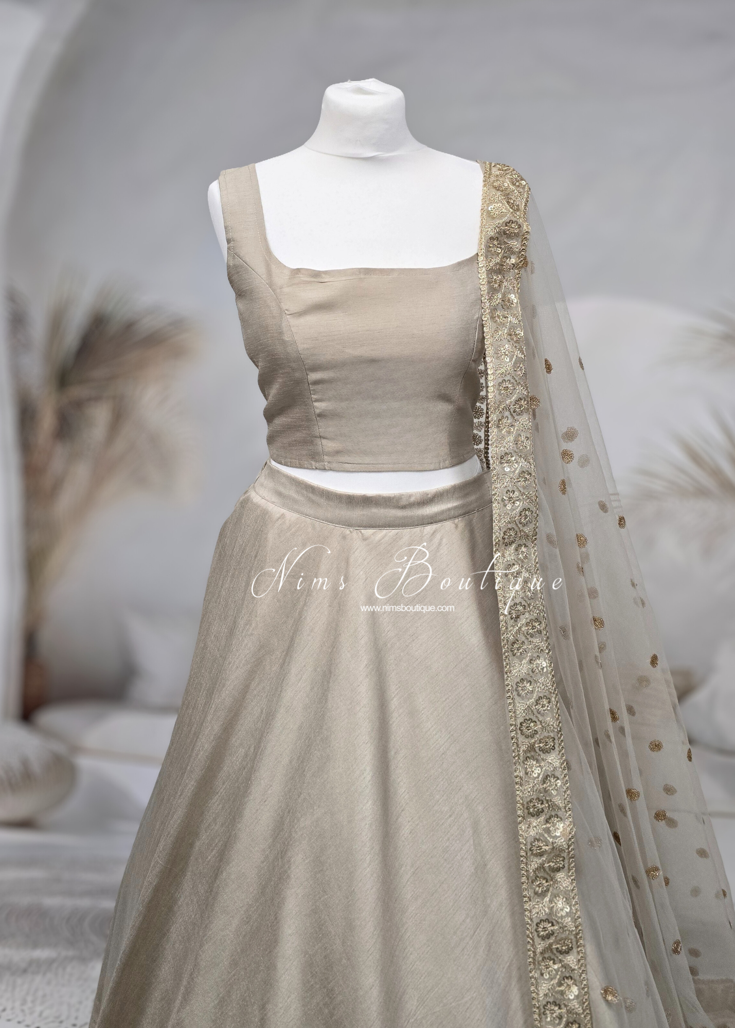 Saloni Sleeveless Champagne Raw Silk Blouse (4-20)