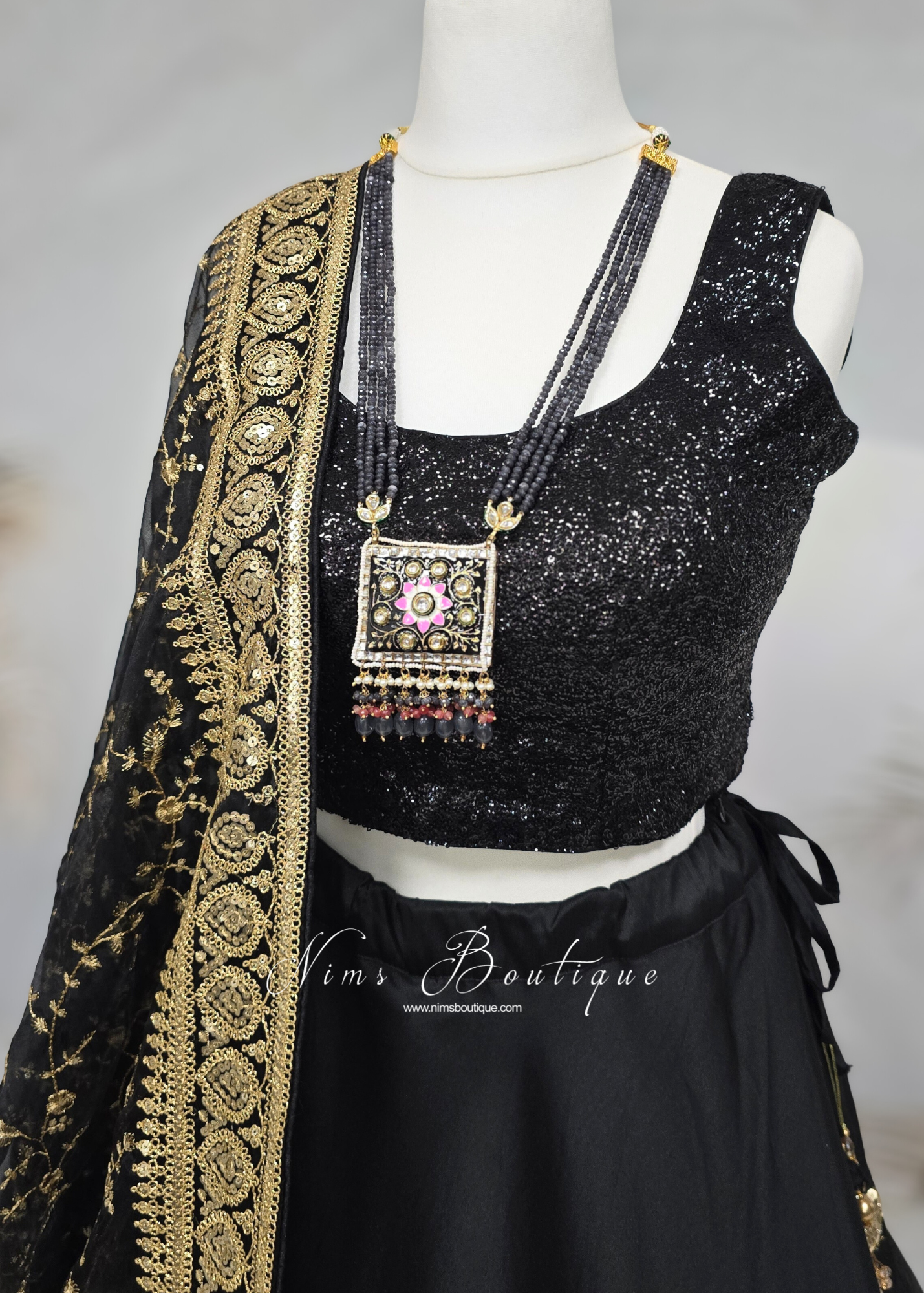 Nishita Black Meenakari Haar Set