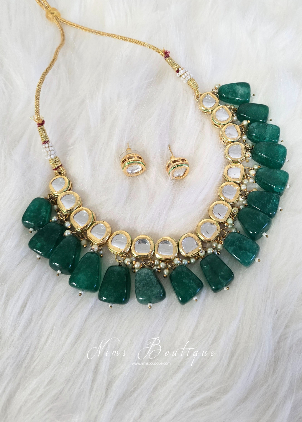 Dark Green Kundan Set