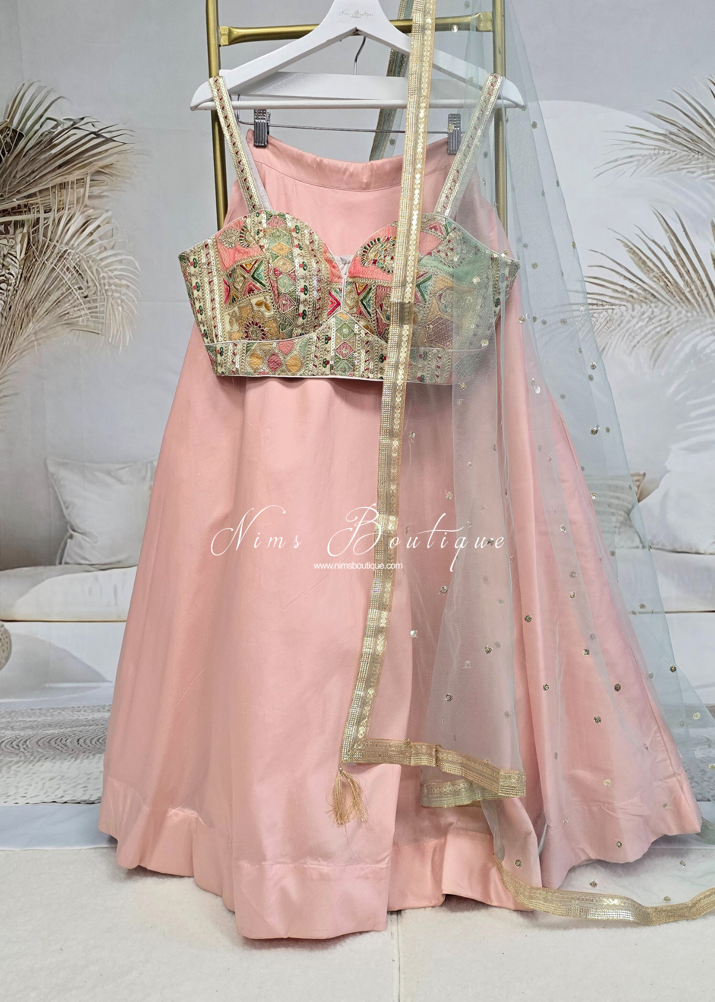 Dusky Mint Net Sequin Dupatta/Chunni