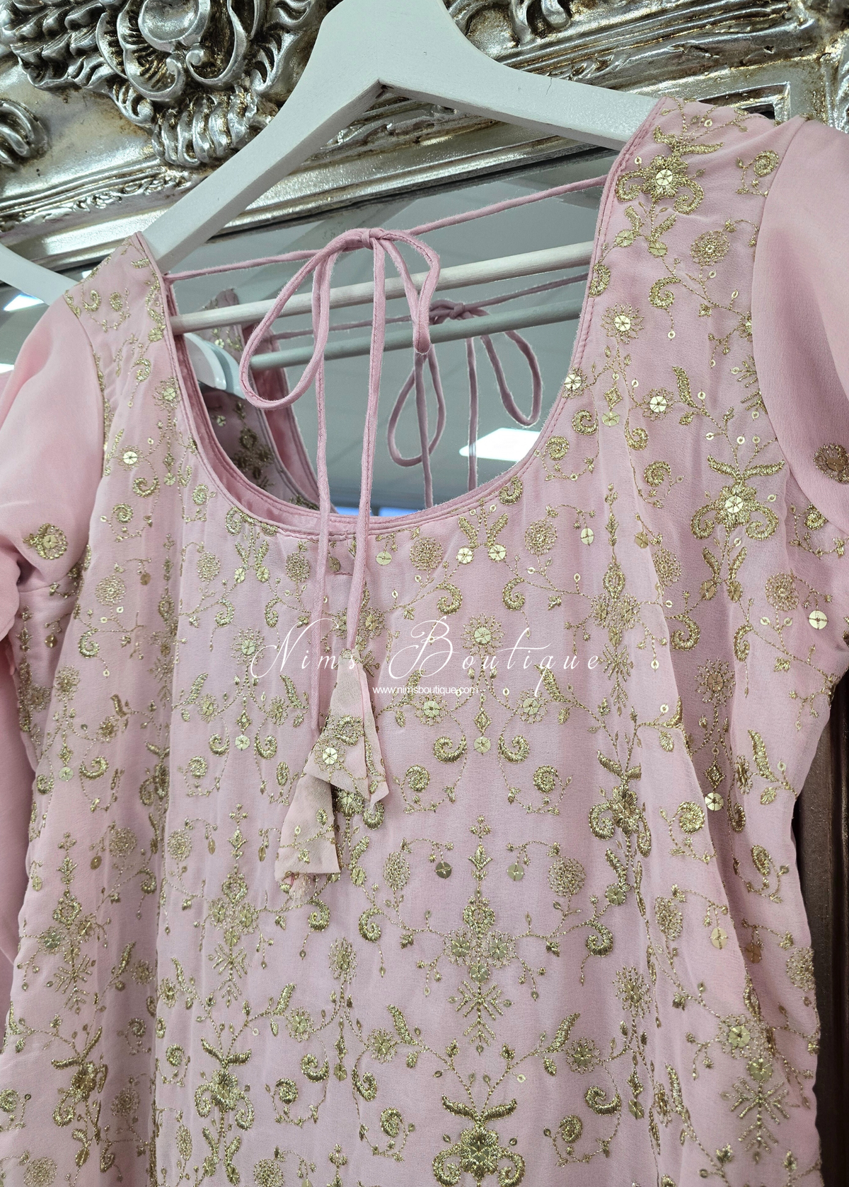 Pink Embroidered Trouser & Pajami Suit (Size 12-14)