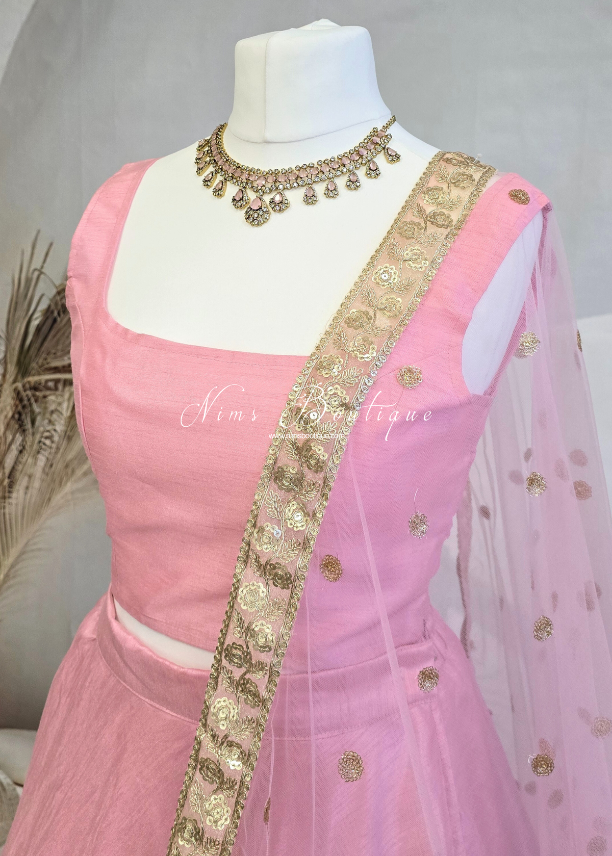 Saloni Sleeveless Baby Pink Raw Silk Blouse (4-20)