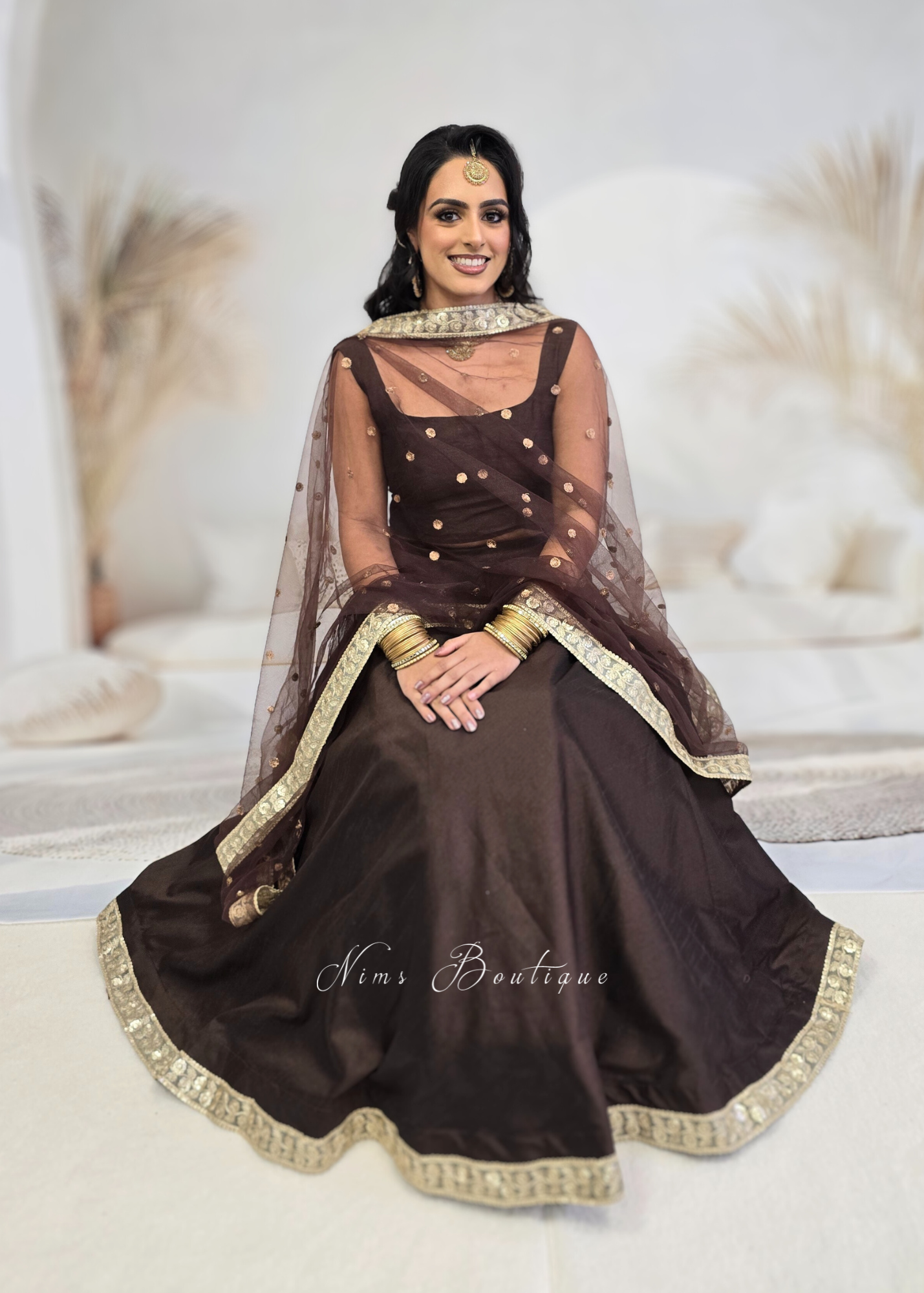 Saloni Readymade Mocha Brown Raw Silk skirt/lehnga (sizes 4-24)