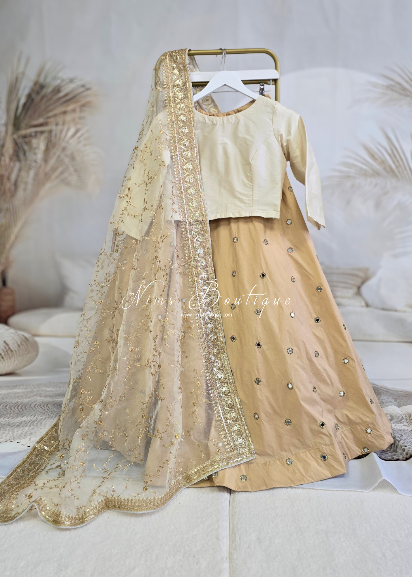 NB Cream High Neck Silk Blouse with sleeves (size 4-22)