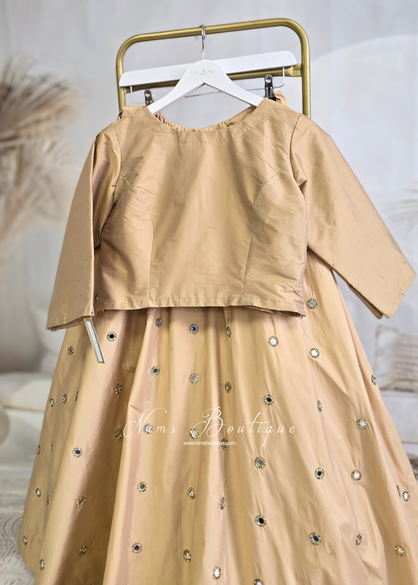 Gold Silk High Neck Blouse with sleeves (10-24)