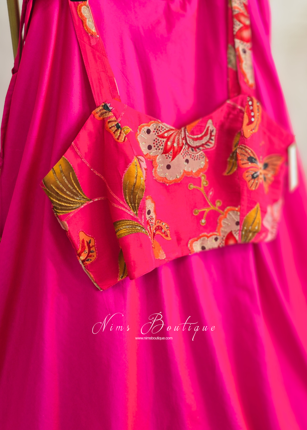 Lillianna Hot Pink Floral Strap Blouse