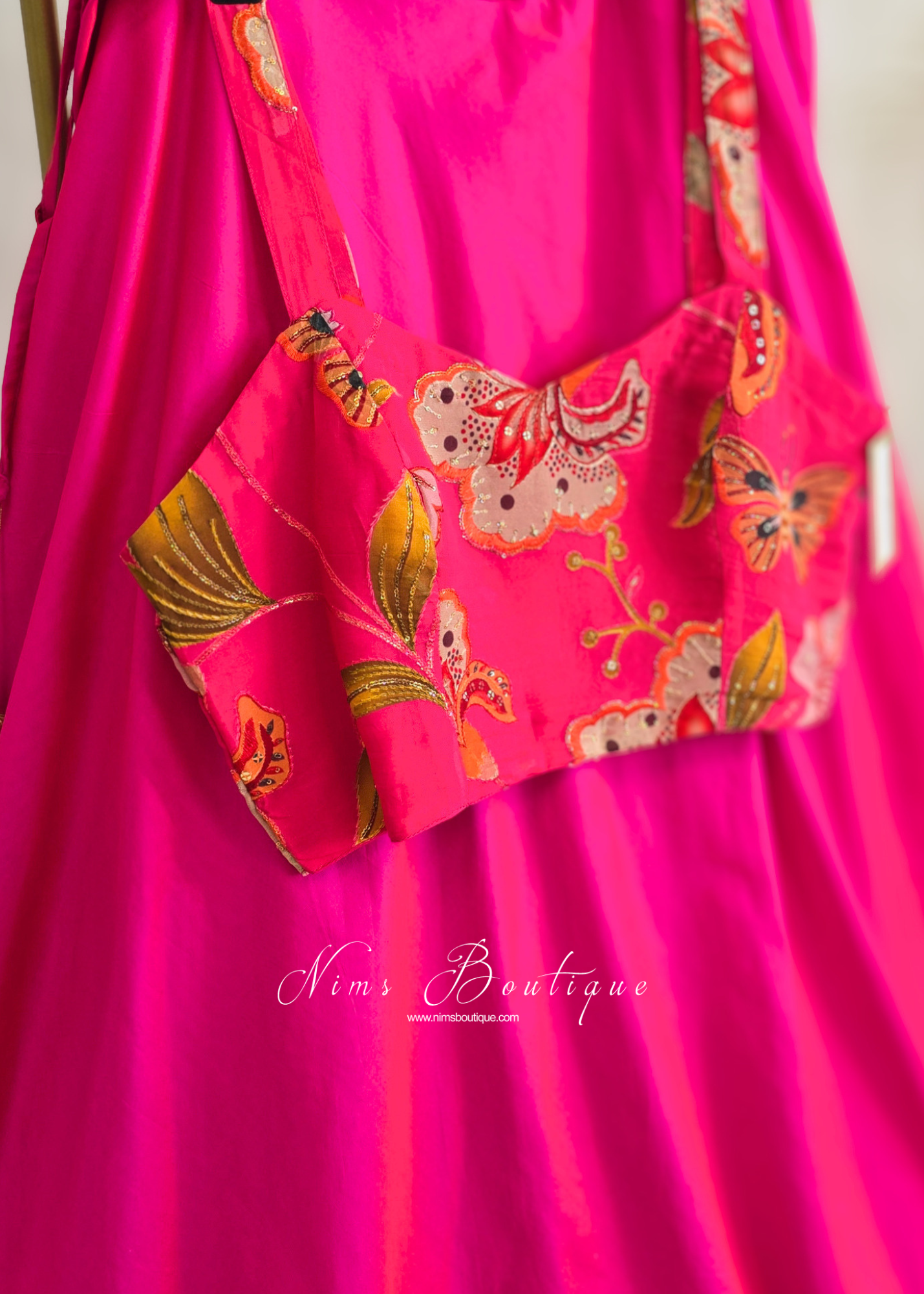 Lillianna Hot Pink Floral Strap Blouse