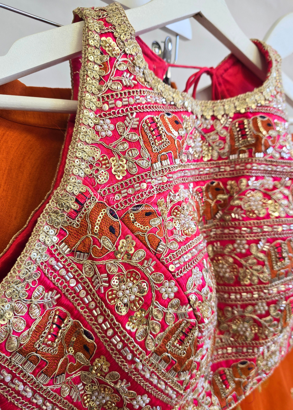 Serena Luxury Elephant Embroidered Pink Blouse (one size)