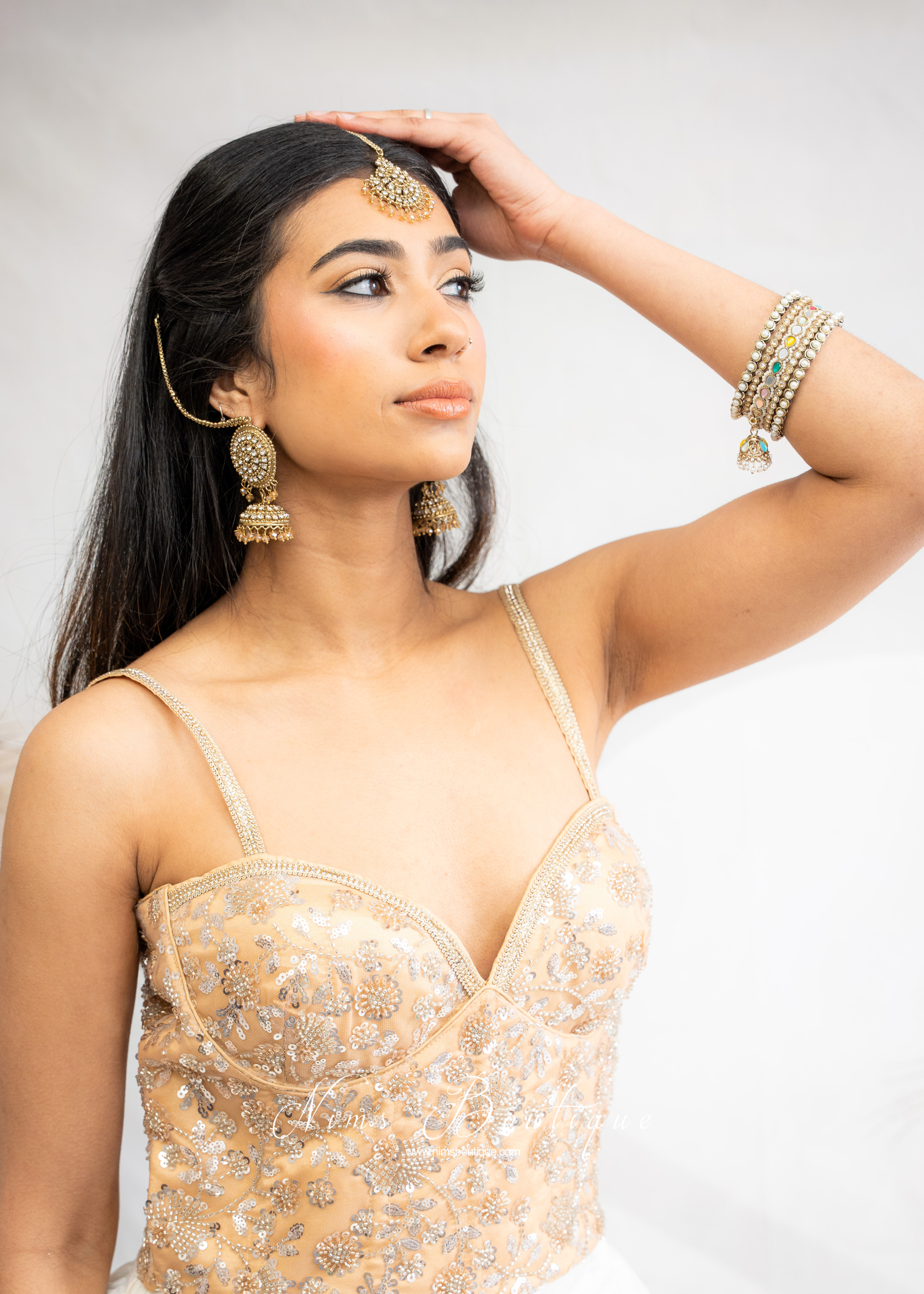 Luna Luxury Gold Sequin Corset Blouse (one size)