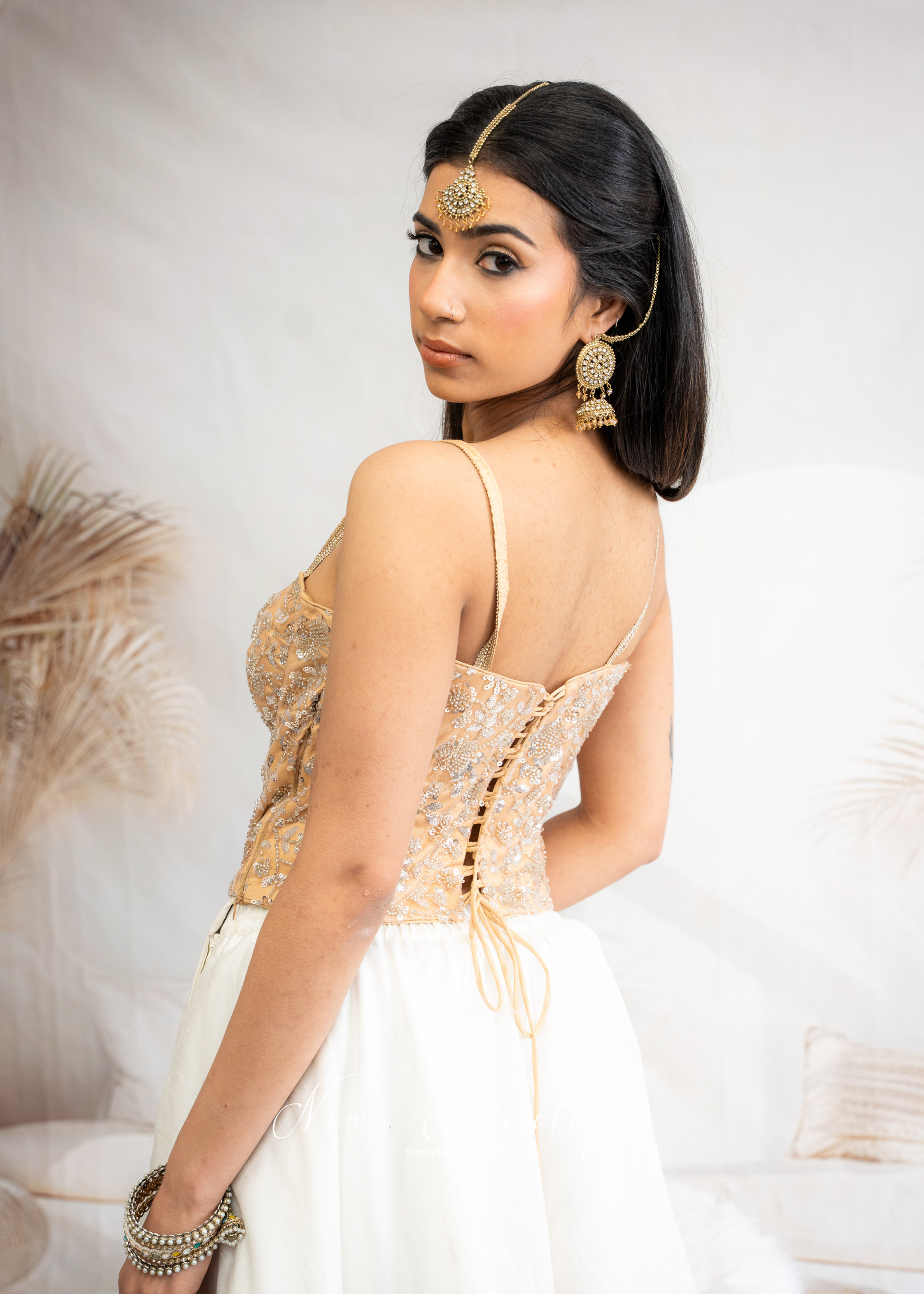 Luna Luxury Gold Sequin Corset Blouse (one size)