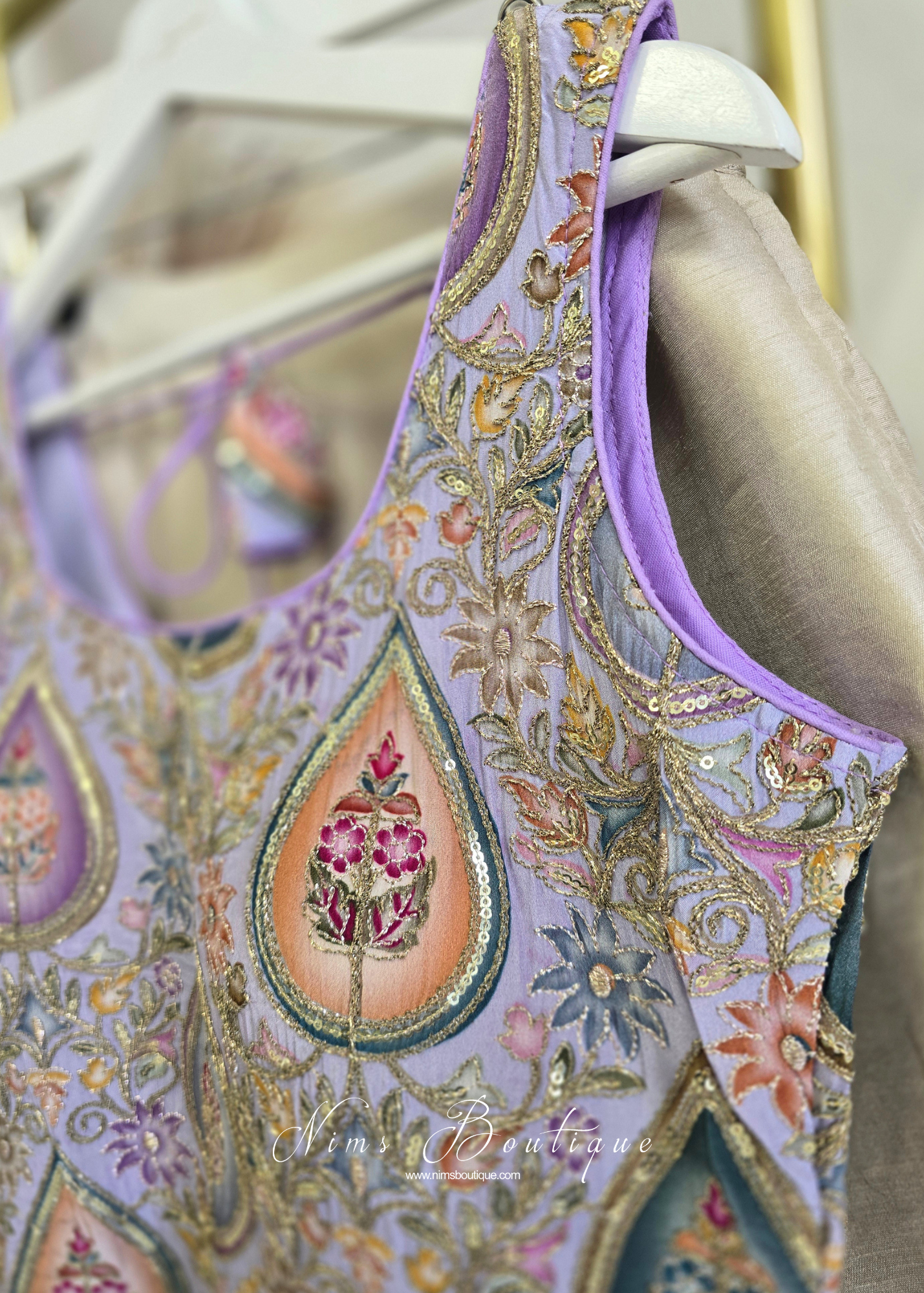 Hema Lilac Printed & Embroidered Long Blouse (10-12)