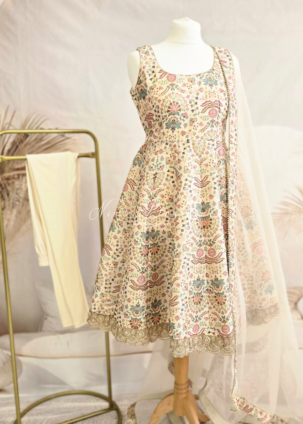 Mia Cream & Pastels Frock Pajami Suit (sizes 4-16)