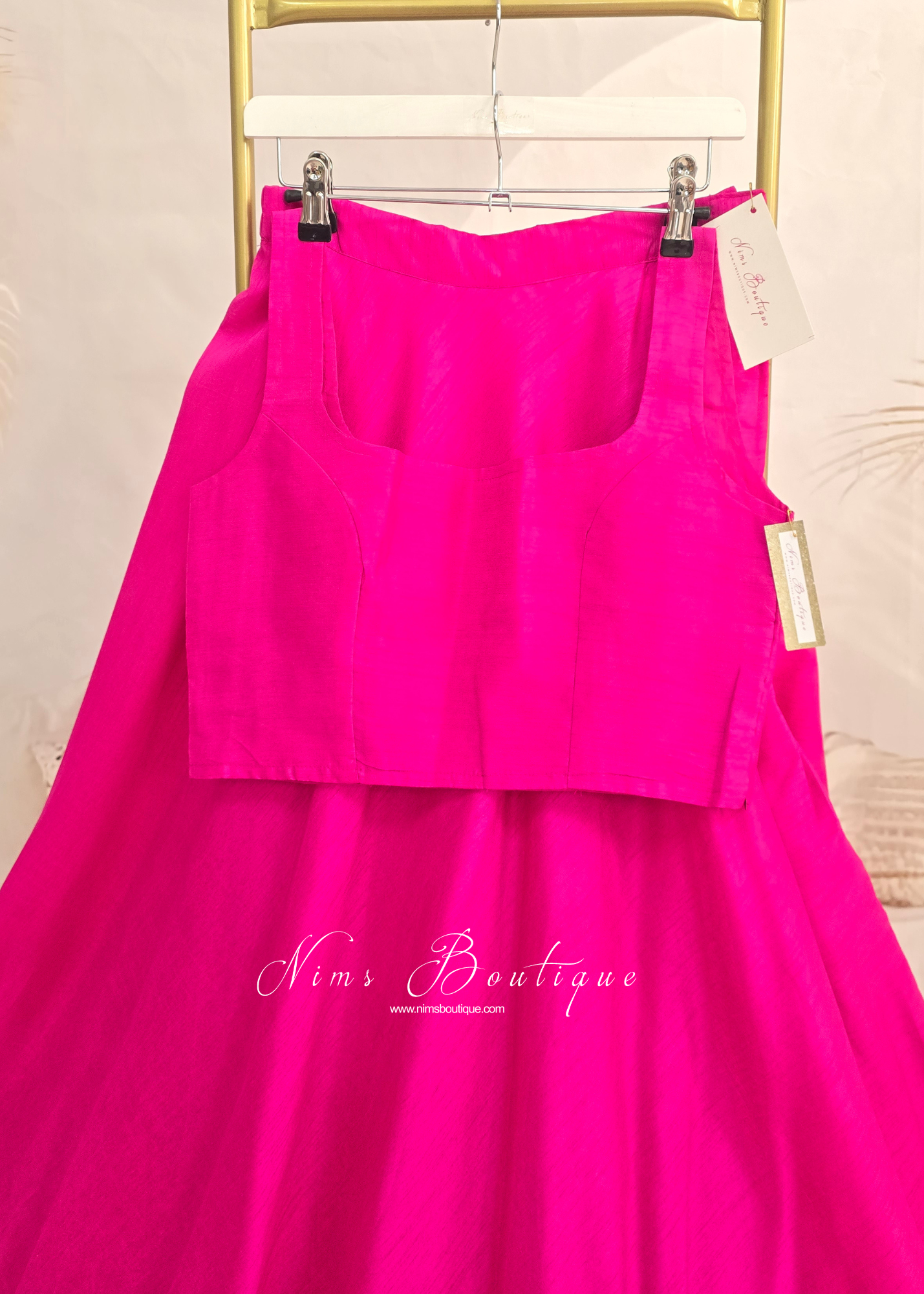Saloni Sleeveless Hot Pink Raw Silk Blouse (4-20)