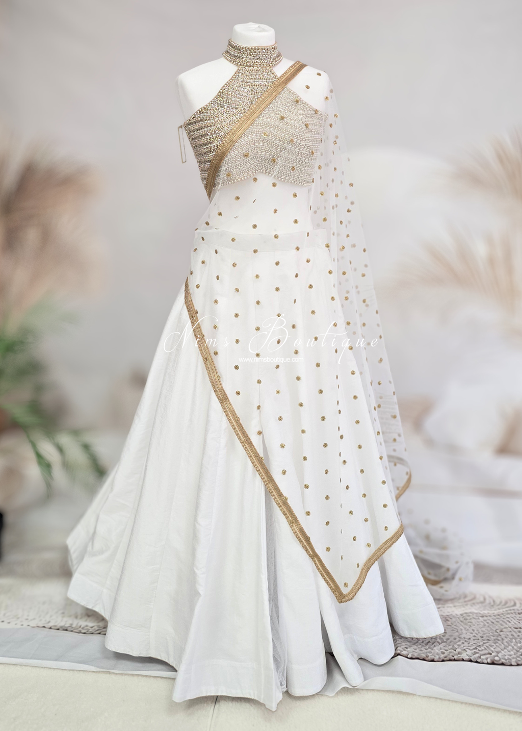 Luxury White Net Sequin Dupatta/Chunni
