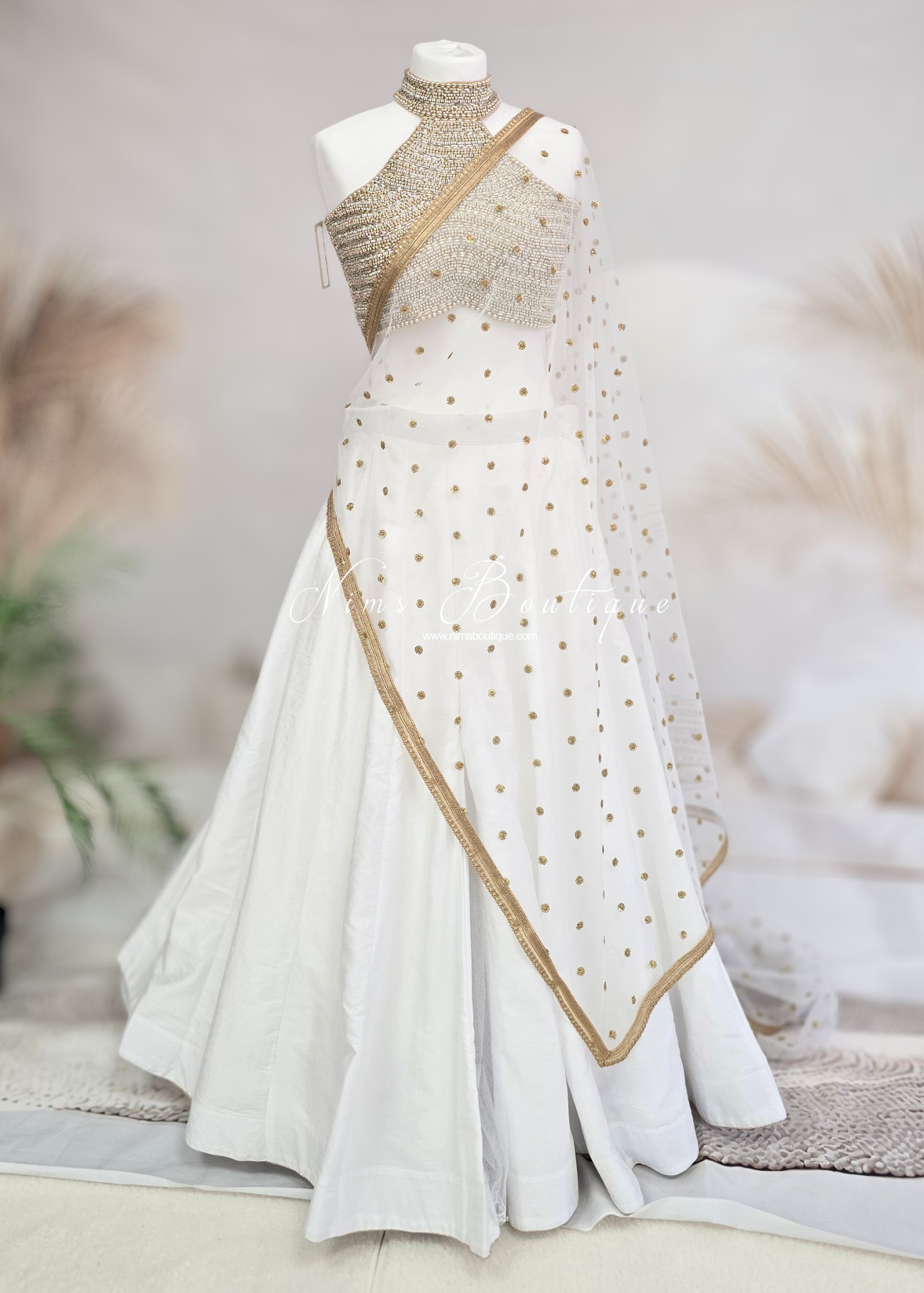 Luxury White Net Sequin Dupatta/Chunni