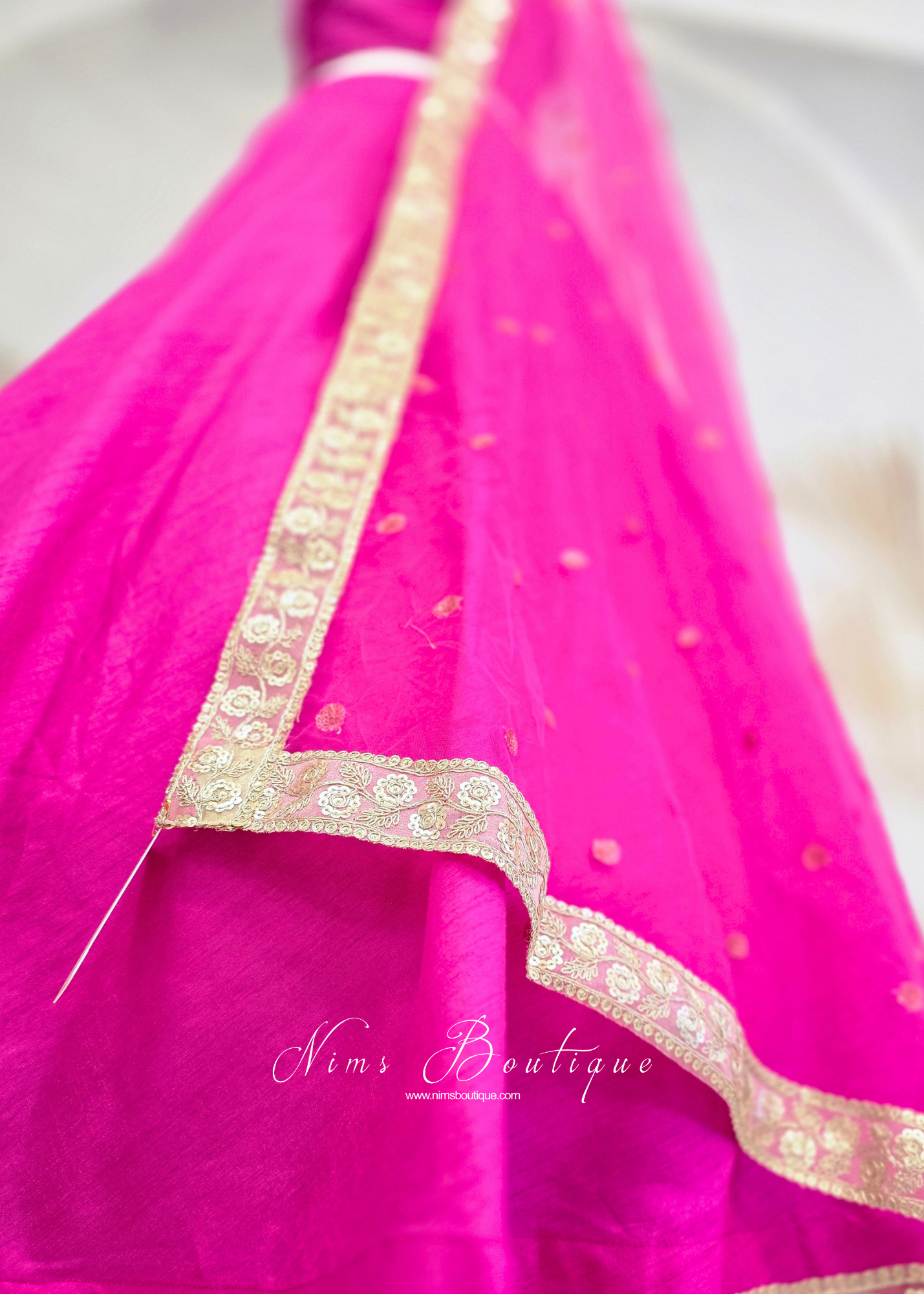 Saloni Hot Pink Sequin Dupatta/Chunni