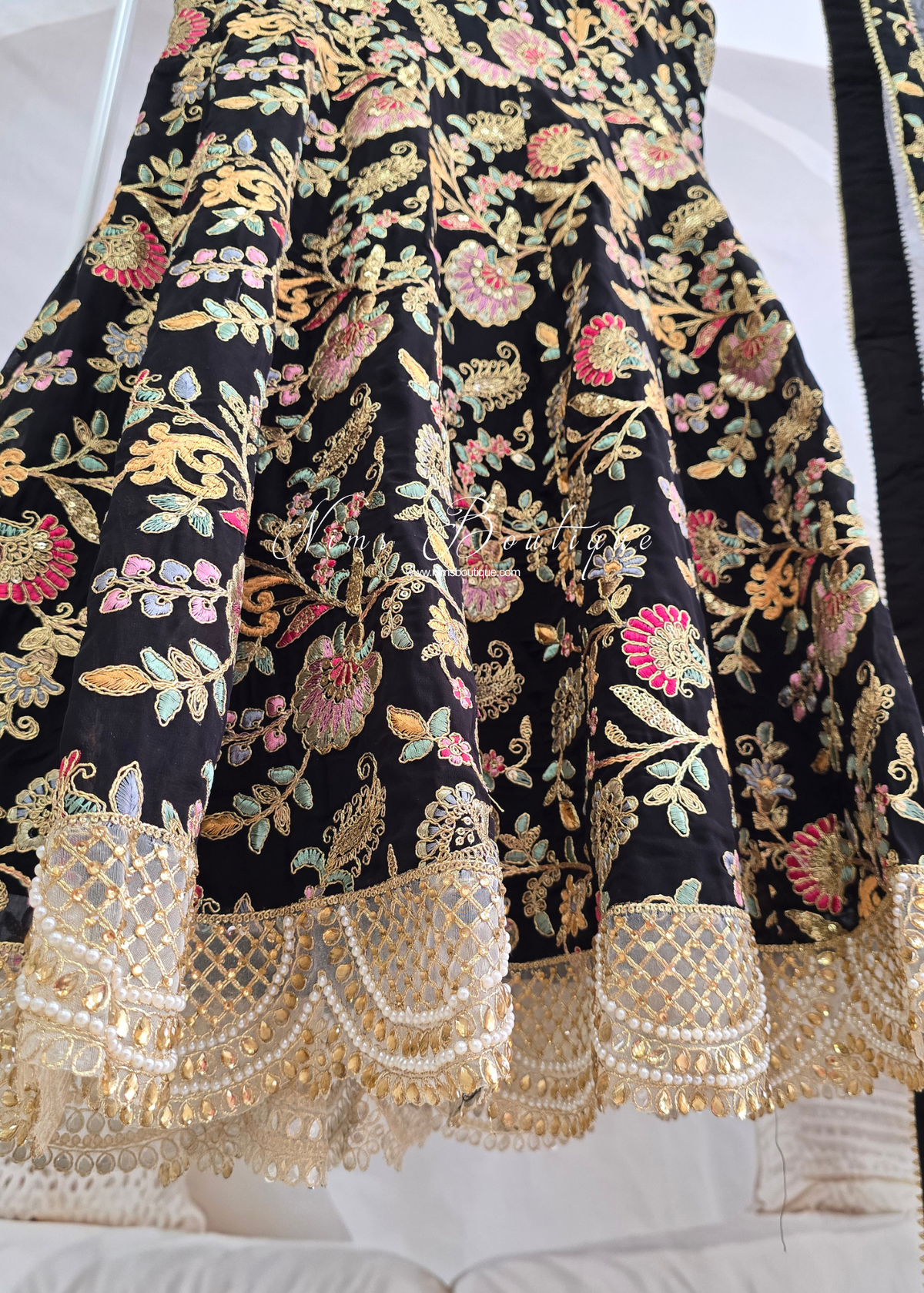 Amrita Luxury Black Multicolour Anarkali Suit with Pajami (size 4-16)