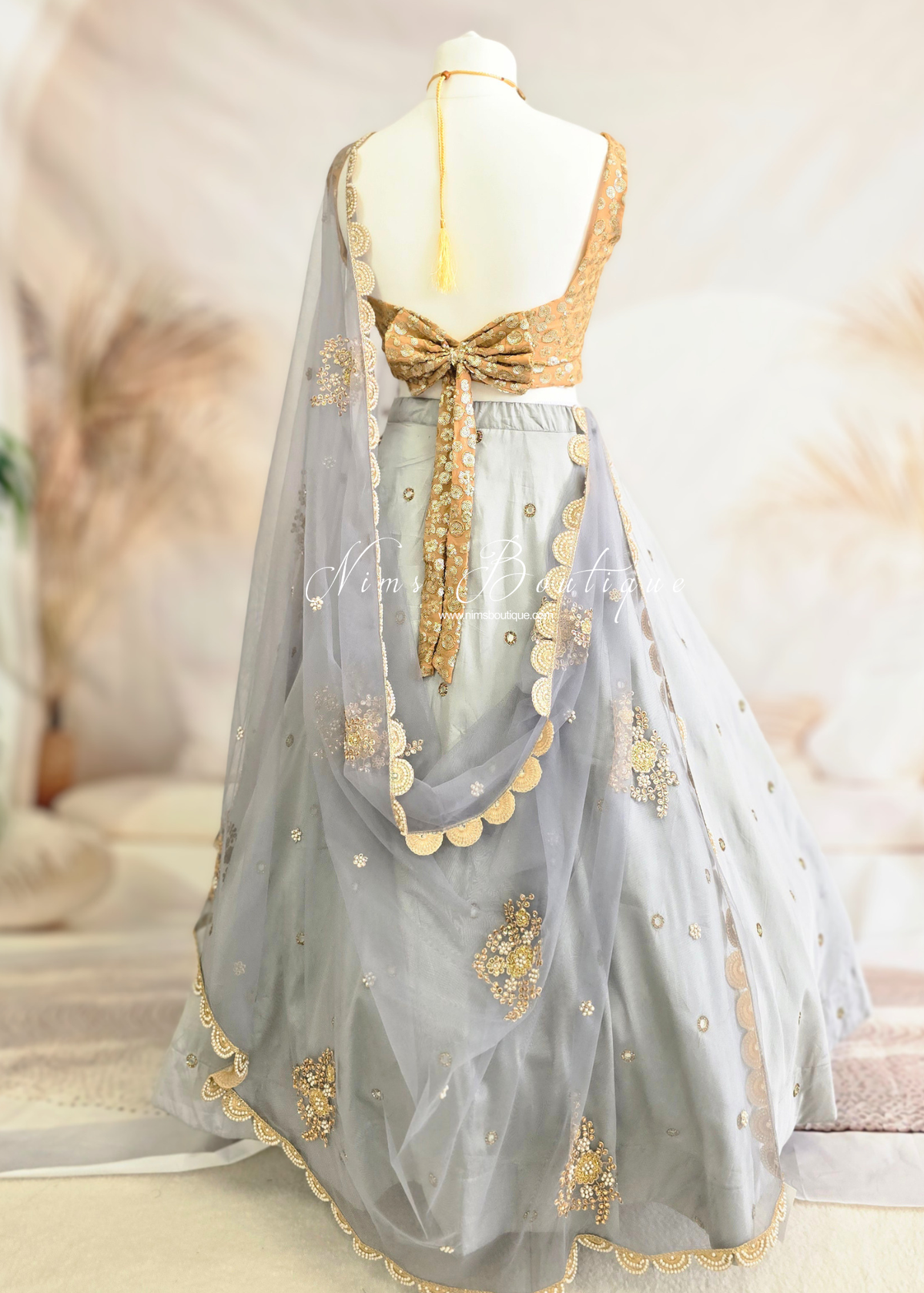 Rani Luxury Grey Mirror readymade skirt/lehnga (size 4-22)