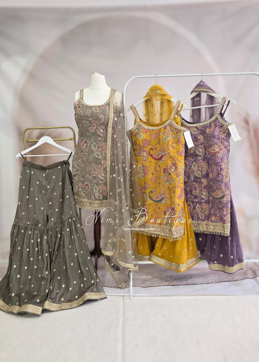 Strap Embellished Gharara Suit (size 12)