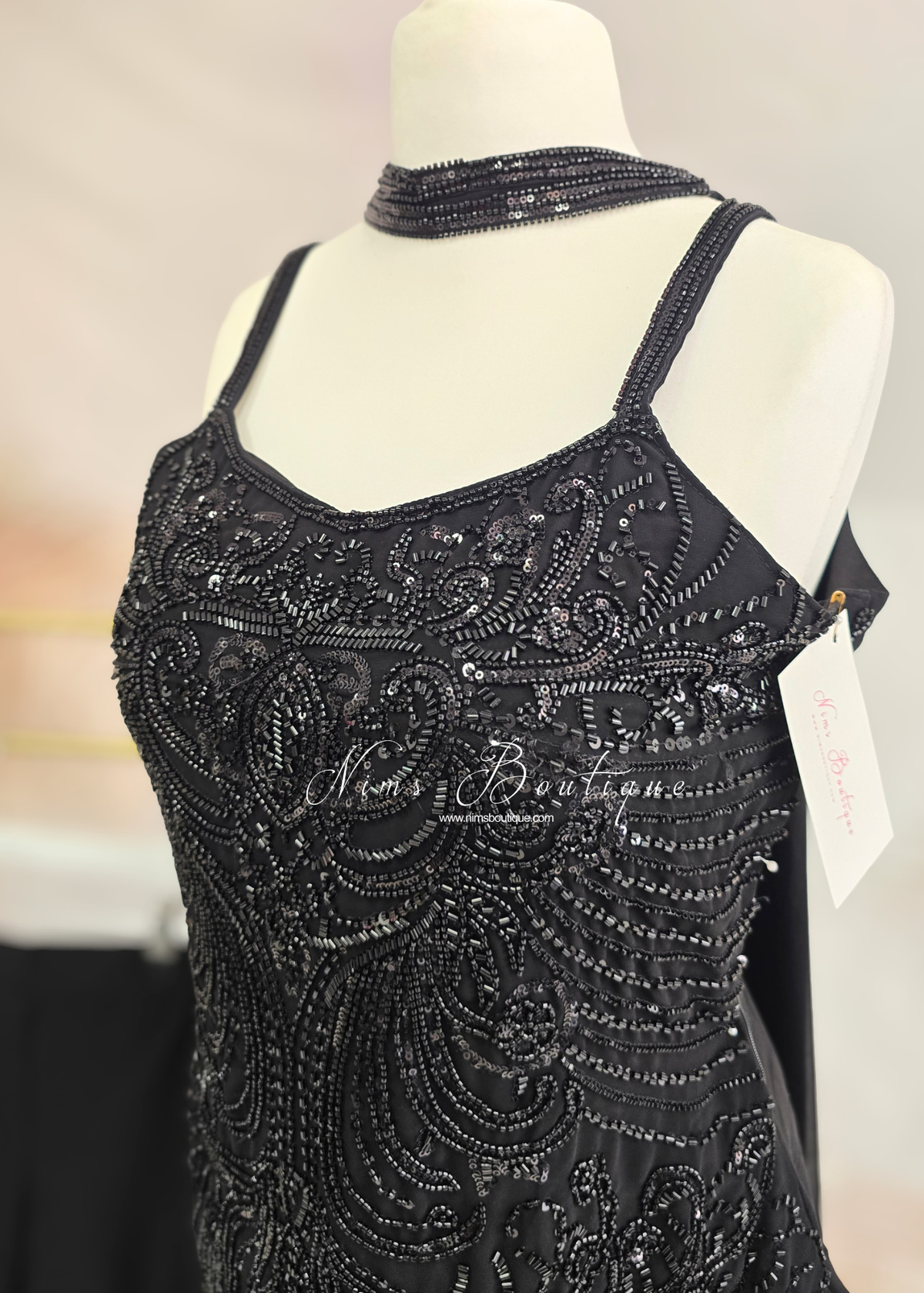 Luxury Black Beaded Sharara Suit (size 10-12)