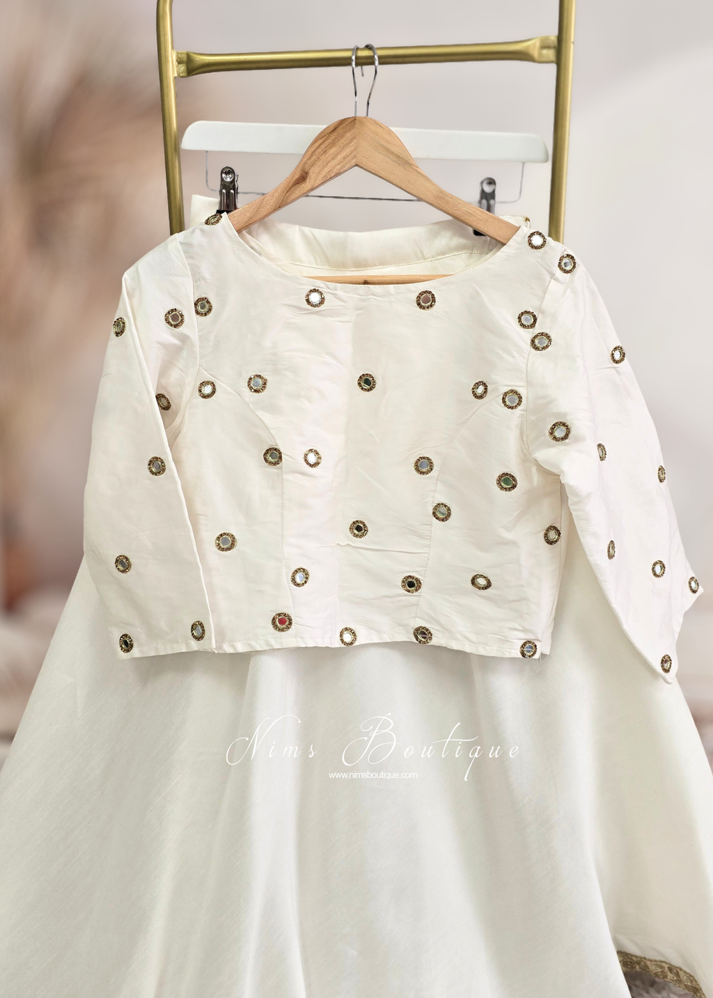 Rani Luxury Ivory Silk Mirror Blouse with sleeves (size 6-20)