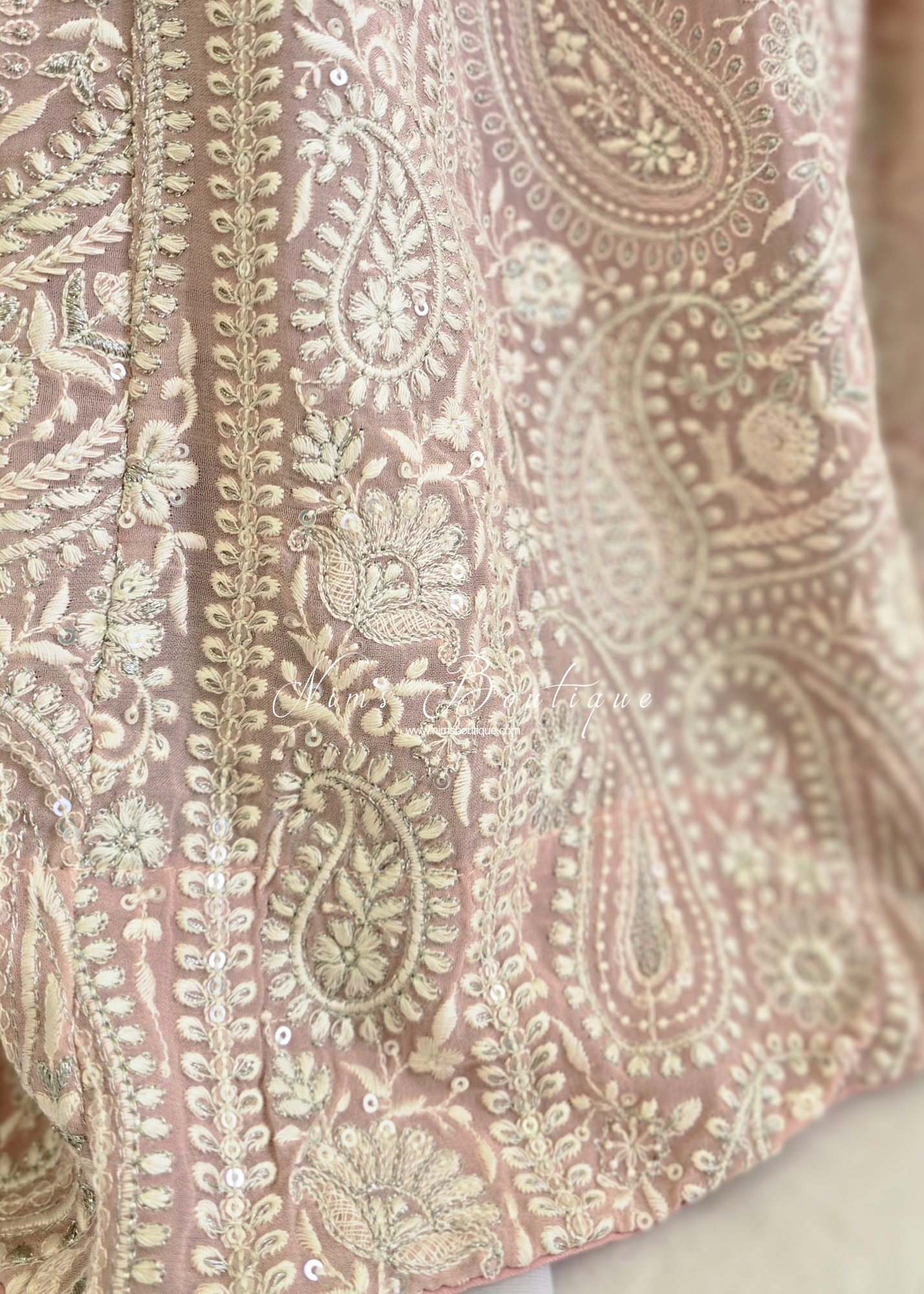 Pastel Long Embroidered Gown (size 10-12)