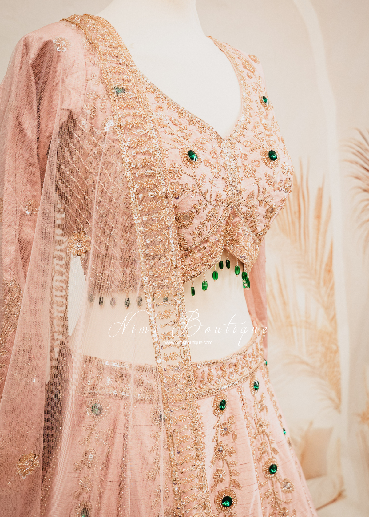 Luxury Blush Pink Raw Silk Lehenga (size 12)