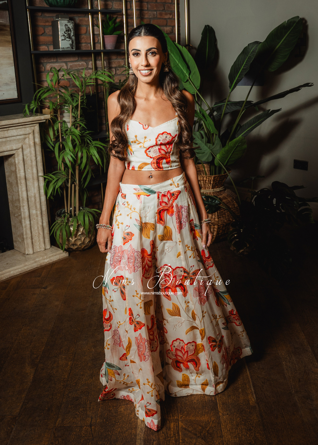 Evelina Black & Orange Floral readymade trousers (size 10-26)