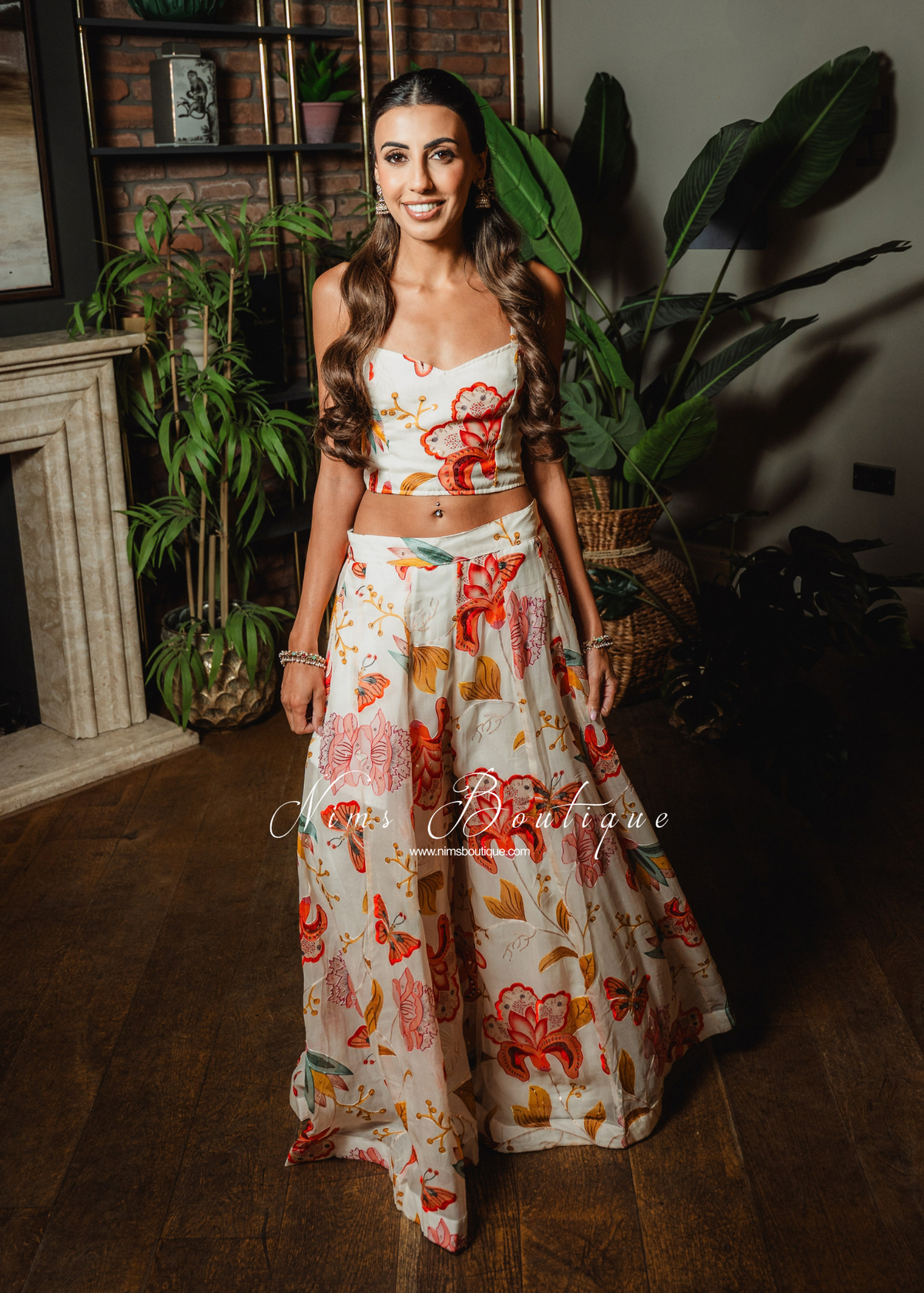 Evelina Black & Orange Floral readymade trousers (size 10-26)