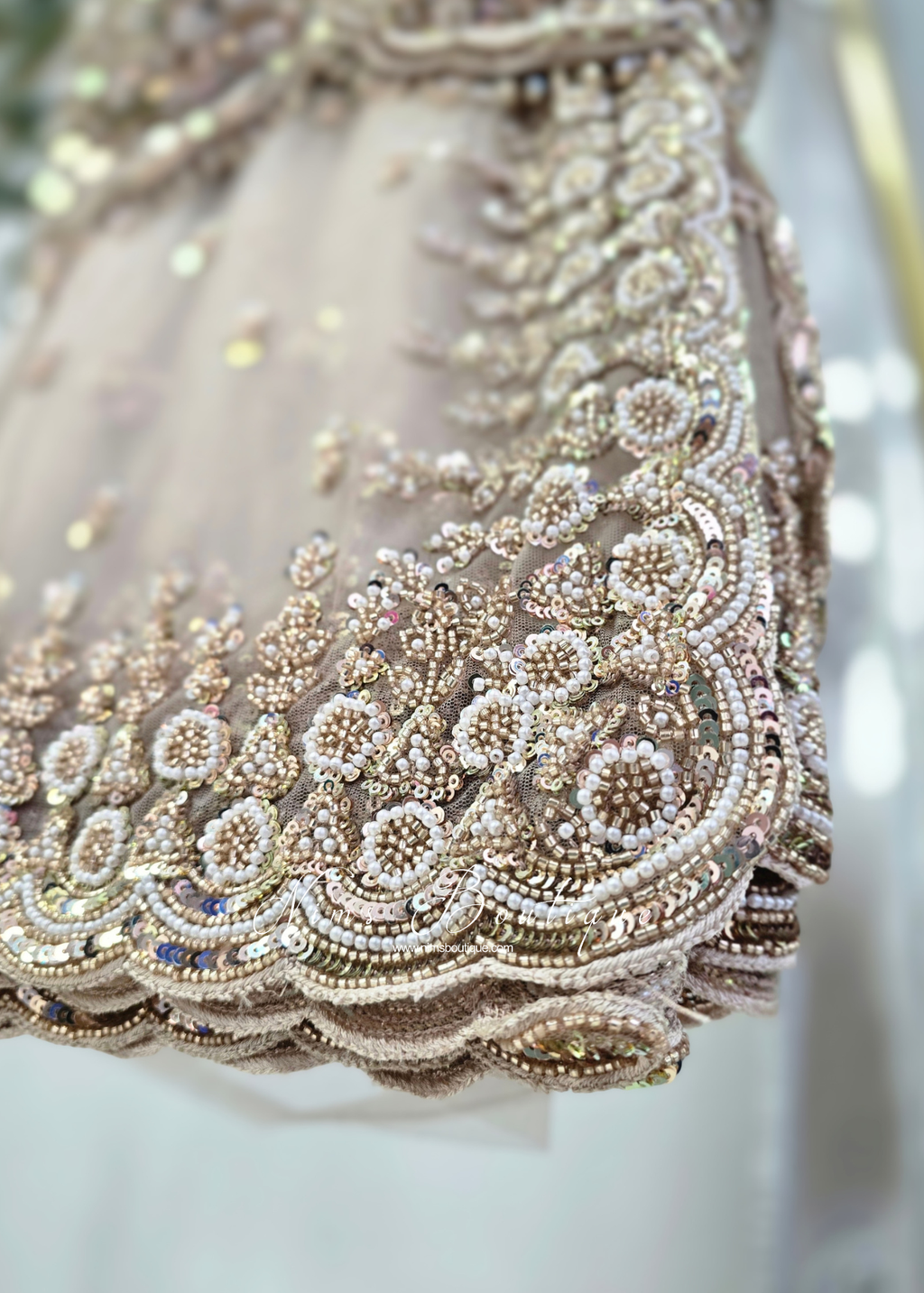 Luxury Cream Latte Embellished Saree