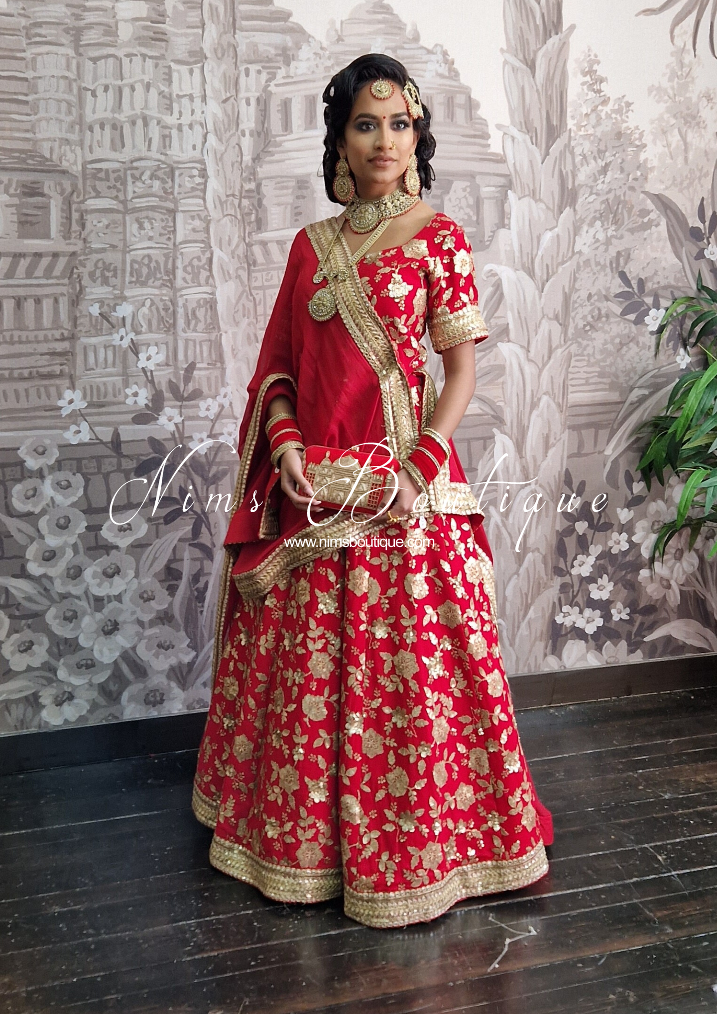 Luxury Red Floral Sequin Lehnga (8-10)