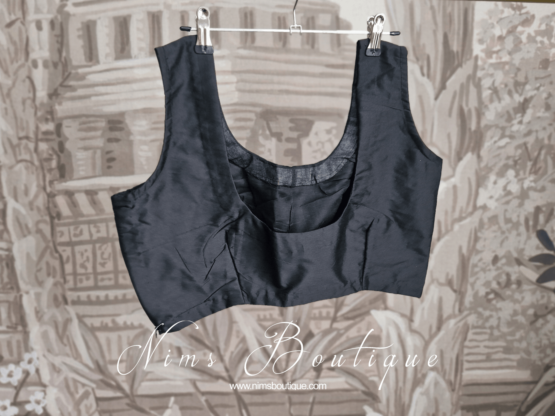 Nims Boutique Sleeveless Black Silk Blouse 8-24