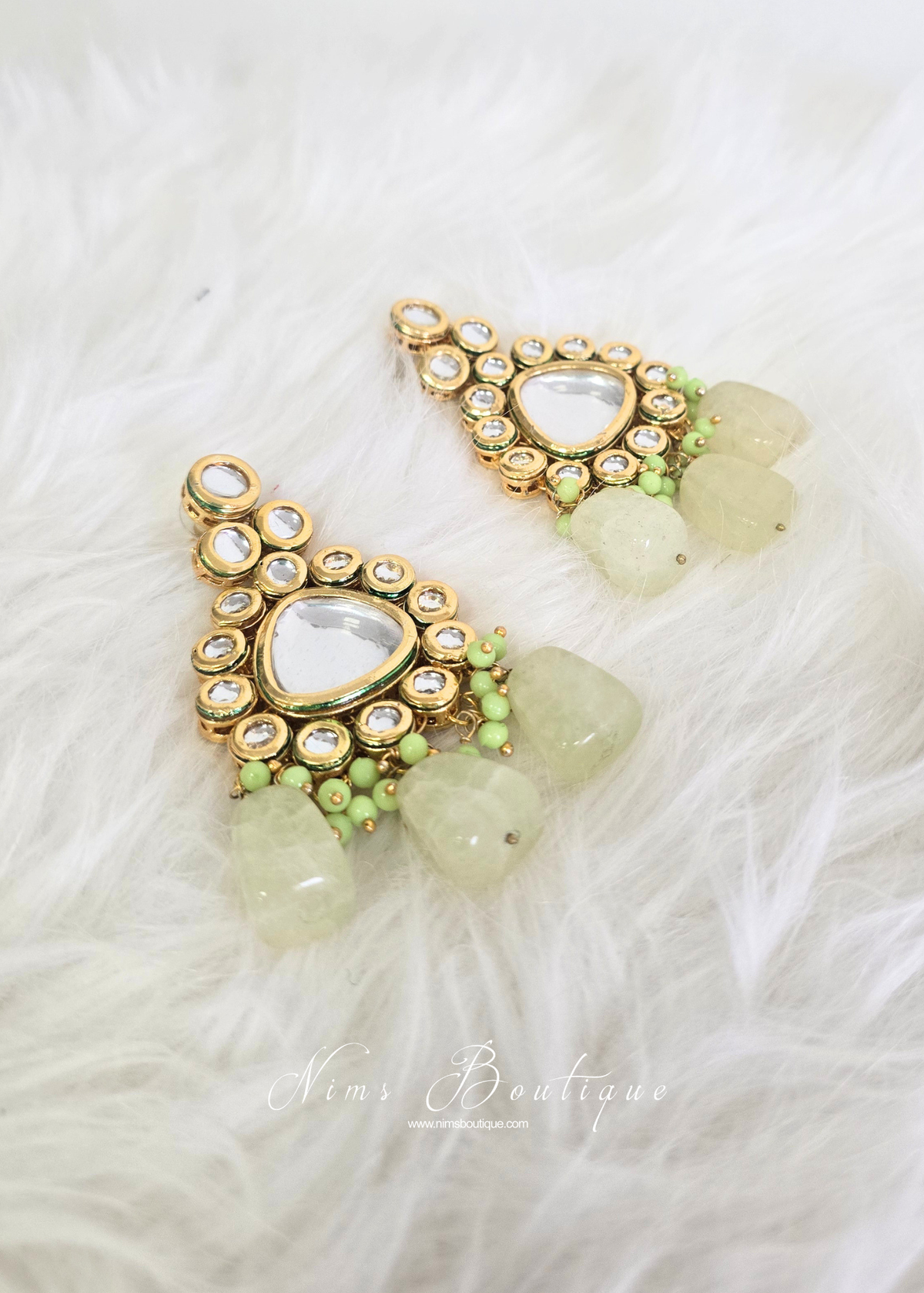 Sonali Mint Luxury Kundan Statement earrings