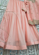 Nims Boutique Pink/Peach Stonework Sharara Suit Size 18-20