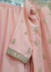 Nims Boutique Pink/Peach Stonework Sharara Suit Size 18-20