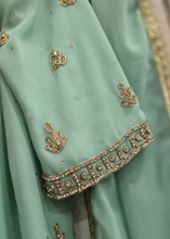 Nims Boutique Mint Stonework Sharara Suit Size 18-20