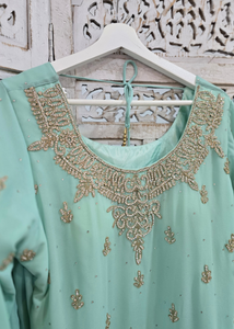 Nims Boutique Mint Stonework Sharara Suit Size 18-20