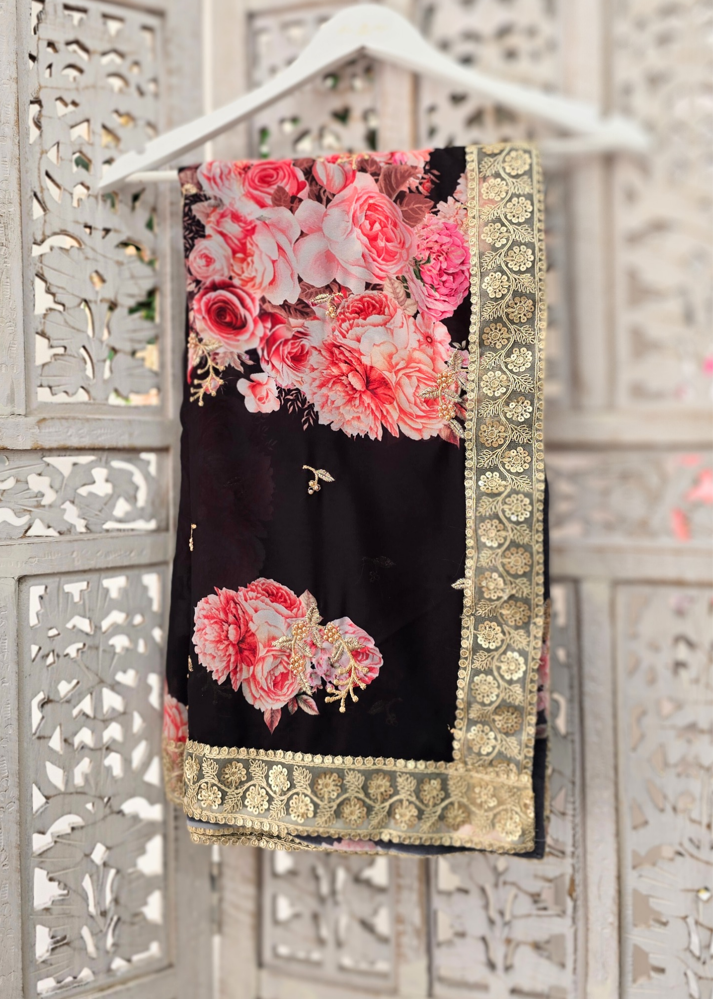 Limited Edition Black Floral Georgette Dupatta/Chunni