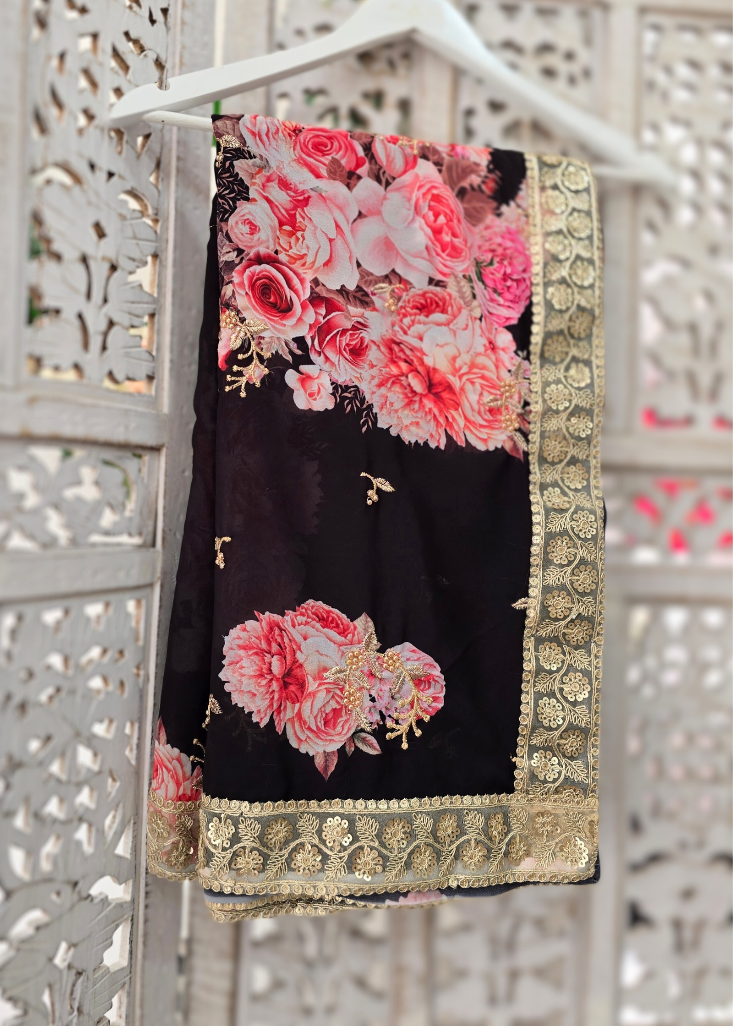 Limited Edition Black Floral Georgette Dupatta/Chunni