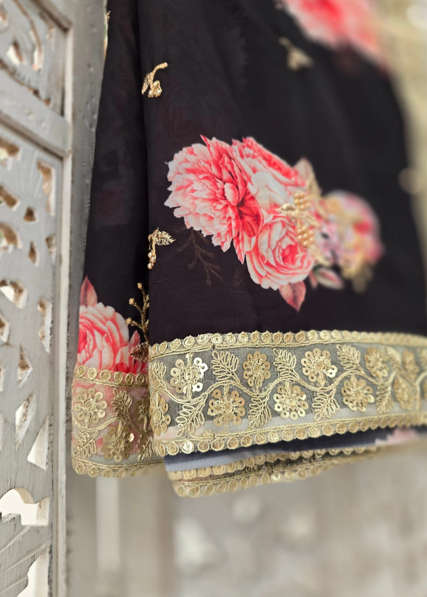 Limited Edition Black Floral Georgette Dupatta/Chunni