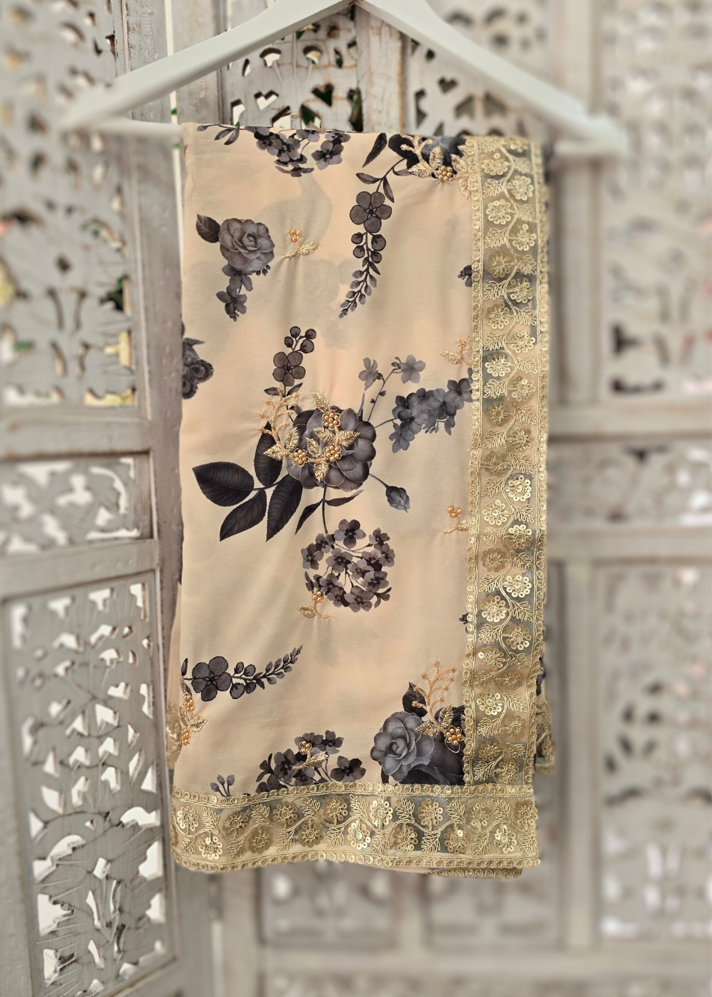 Limited Edition Florella Cream Georgette Dupatta/Chunni