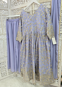 Long Lilac Sharara Suits (Sizes 16-24)